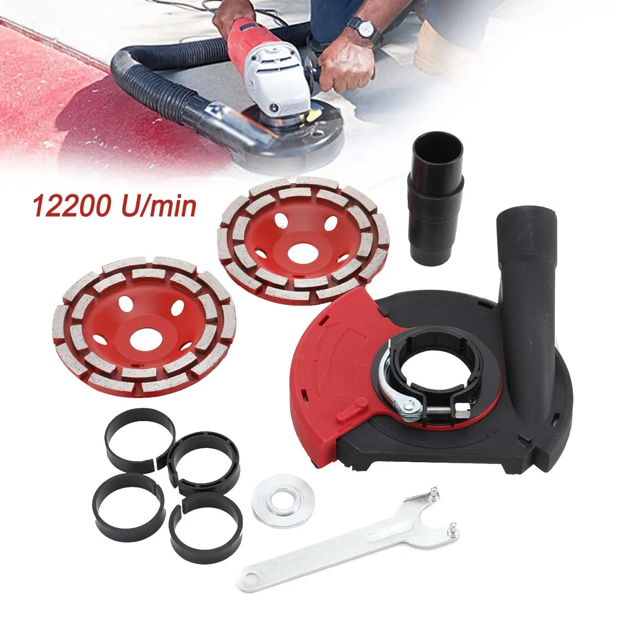 125mm Angle Grinder Dust Cover Angle Kit Grinding Machine Dust Collection Cover with Diamond Wheel for 5 Inch Angle Grinder