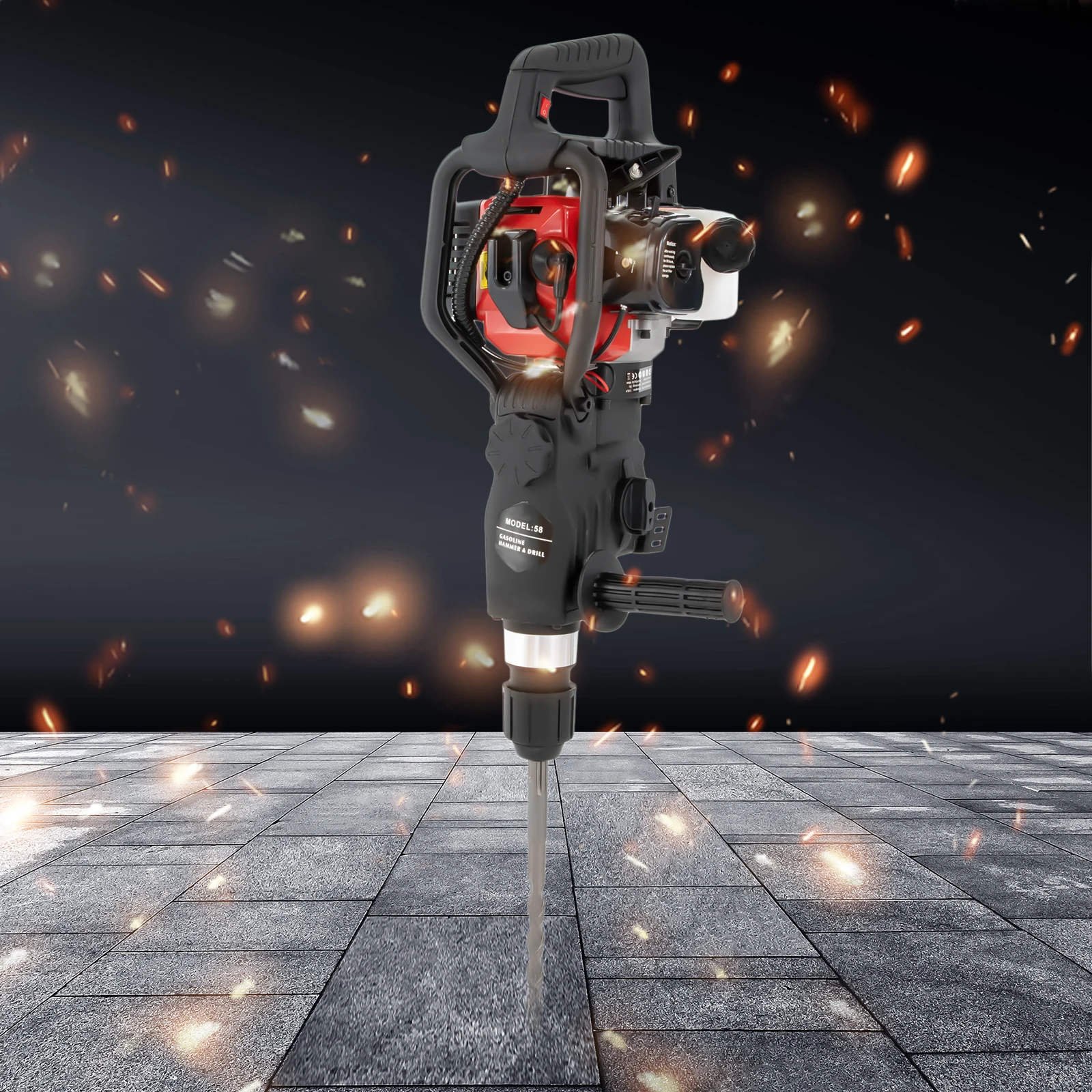 Durable Concrete Tool, 1200W Engine, Anti-Skid Handle & Fuel Saving