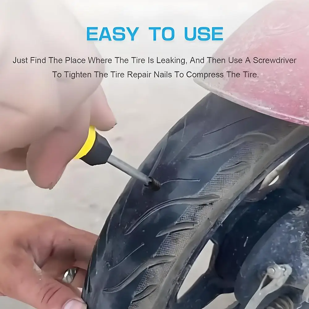22PCS/Boxed Motorcycle Car Vacuum Tyre Repair Nails Auto Truck Bikes Tire Tubeless Puncture Air Leakage Blocking Rubber Nail