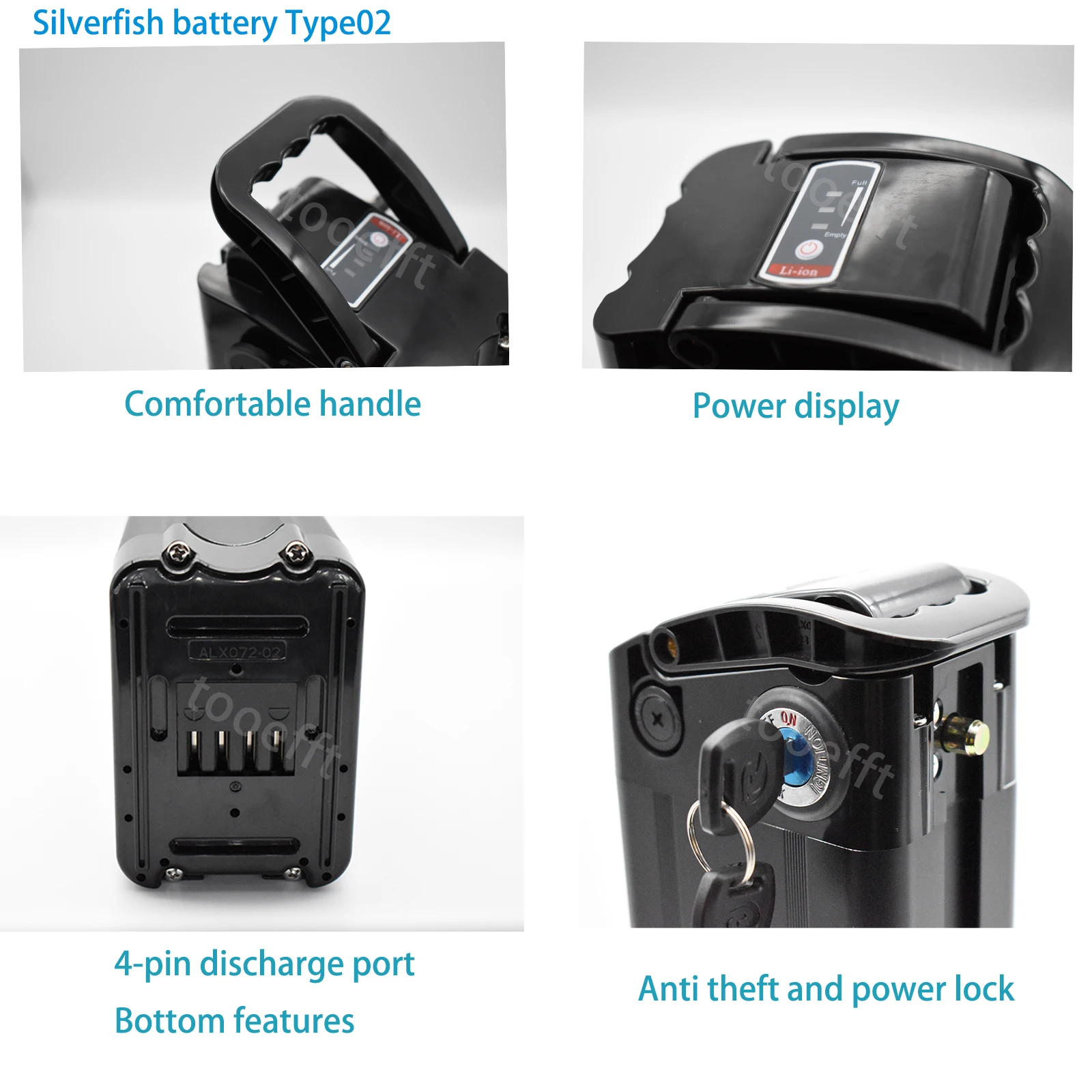 L425mm 48V 15.6Ah 20Ah Silver Fish Lithium Battery pack for JINGHMA R8 BURCHDA R8S pro R8PRO ebike