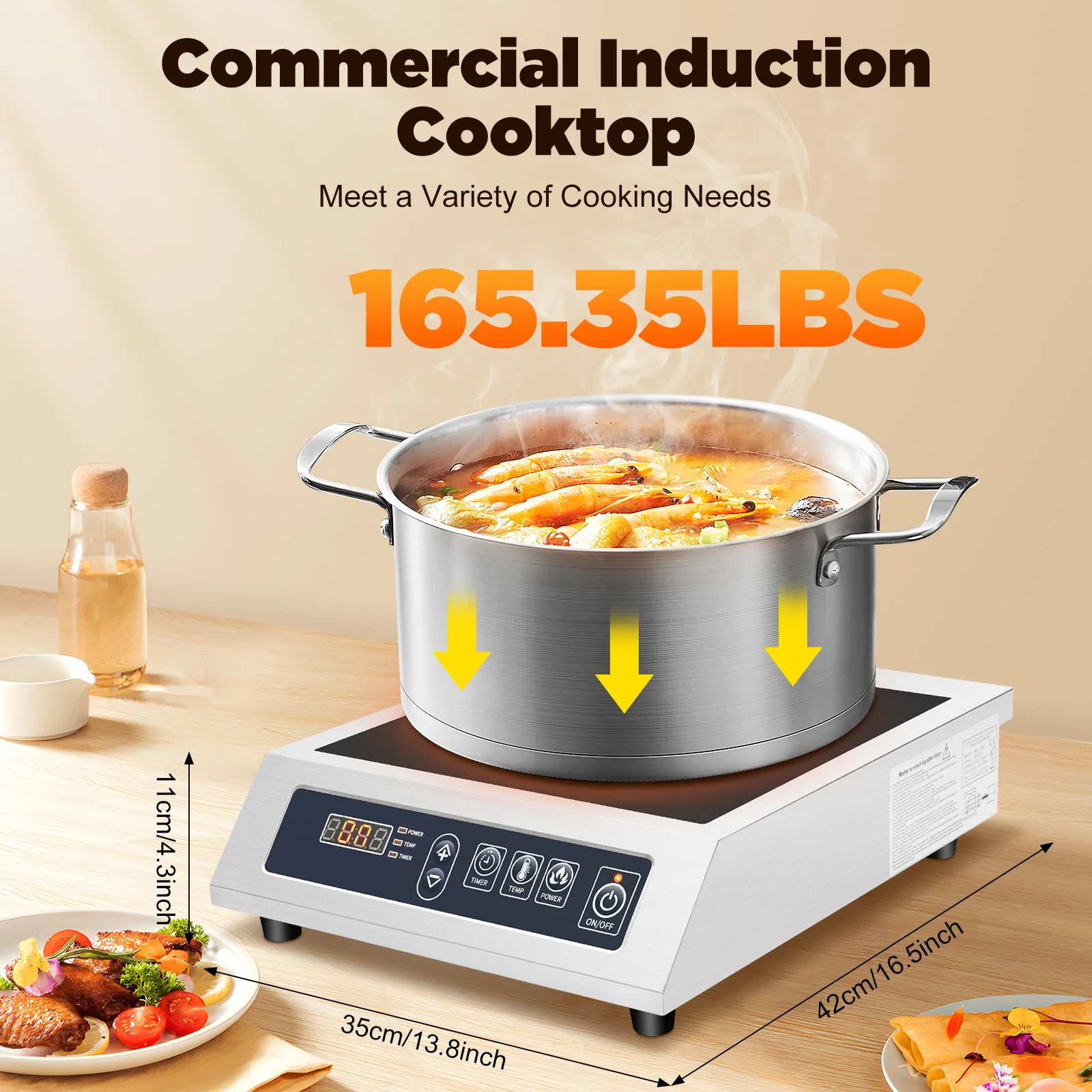 3500W Digital Induction Cooker w/ Digital Display Crystal Panel Professional Cooktop Cooker Induction Commercial Stove