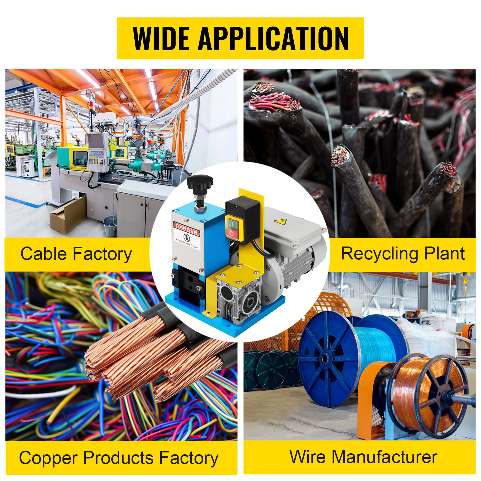 SucceBuy 180W Electric Wire Stripping Machine Φ1.5mm~Φ25mm Portable Automatic Wire Stripper Cable Tool for Copper Recycling