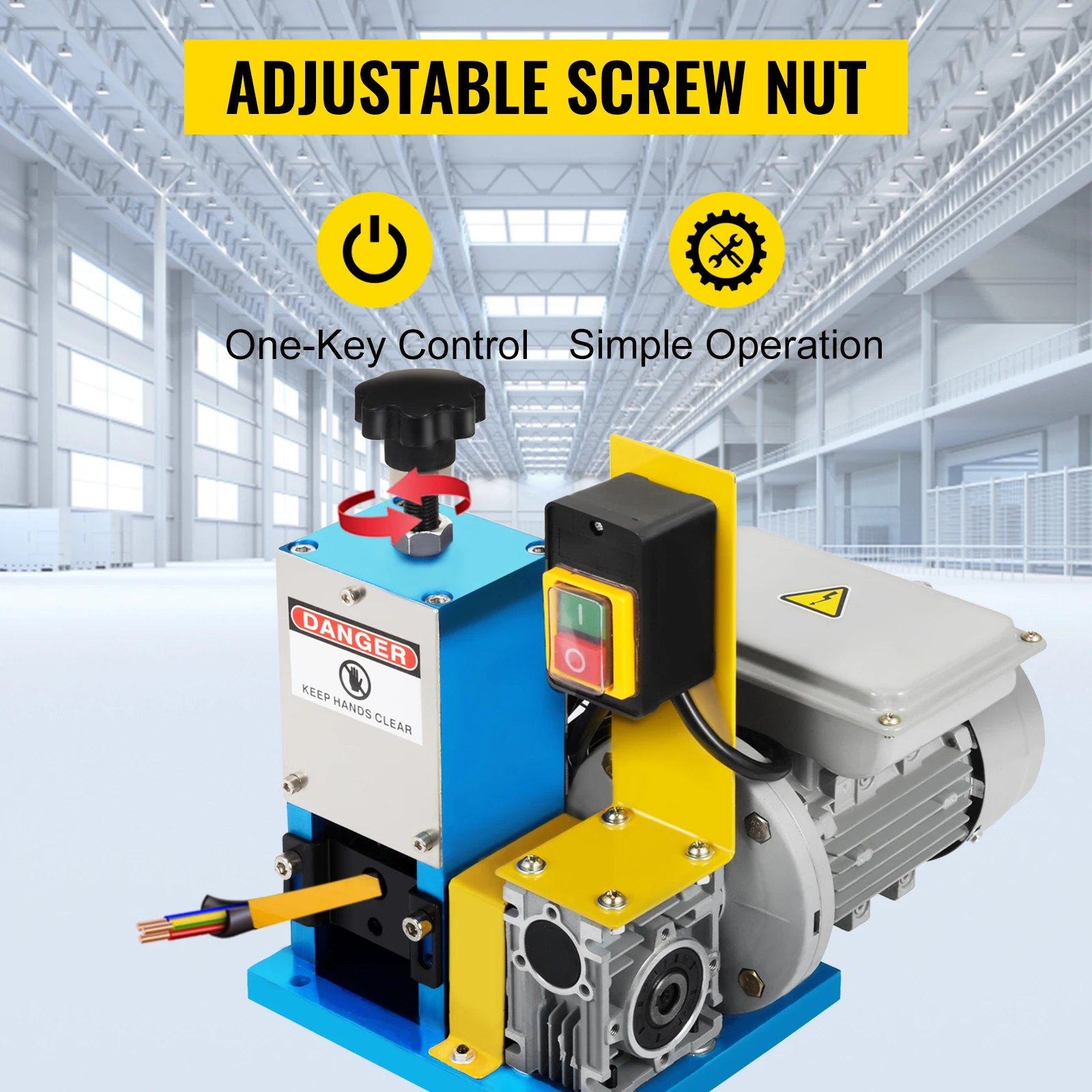 SucceBuy 180W Electric Wire Stripping Machine Φ1.5mm~Φ25mm Portable Automatic Wire Stripper Cable Tool for Copper Recycling