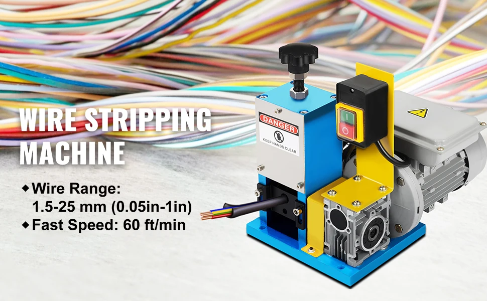 SucceBuy 180W Electric Wire Stripping Machine Φ1.5mm~Φ25mm Portable Automatic Wire Stripper Cable Tool for Copper Recycling
