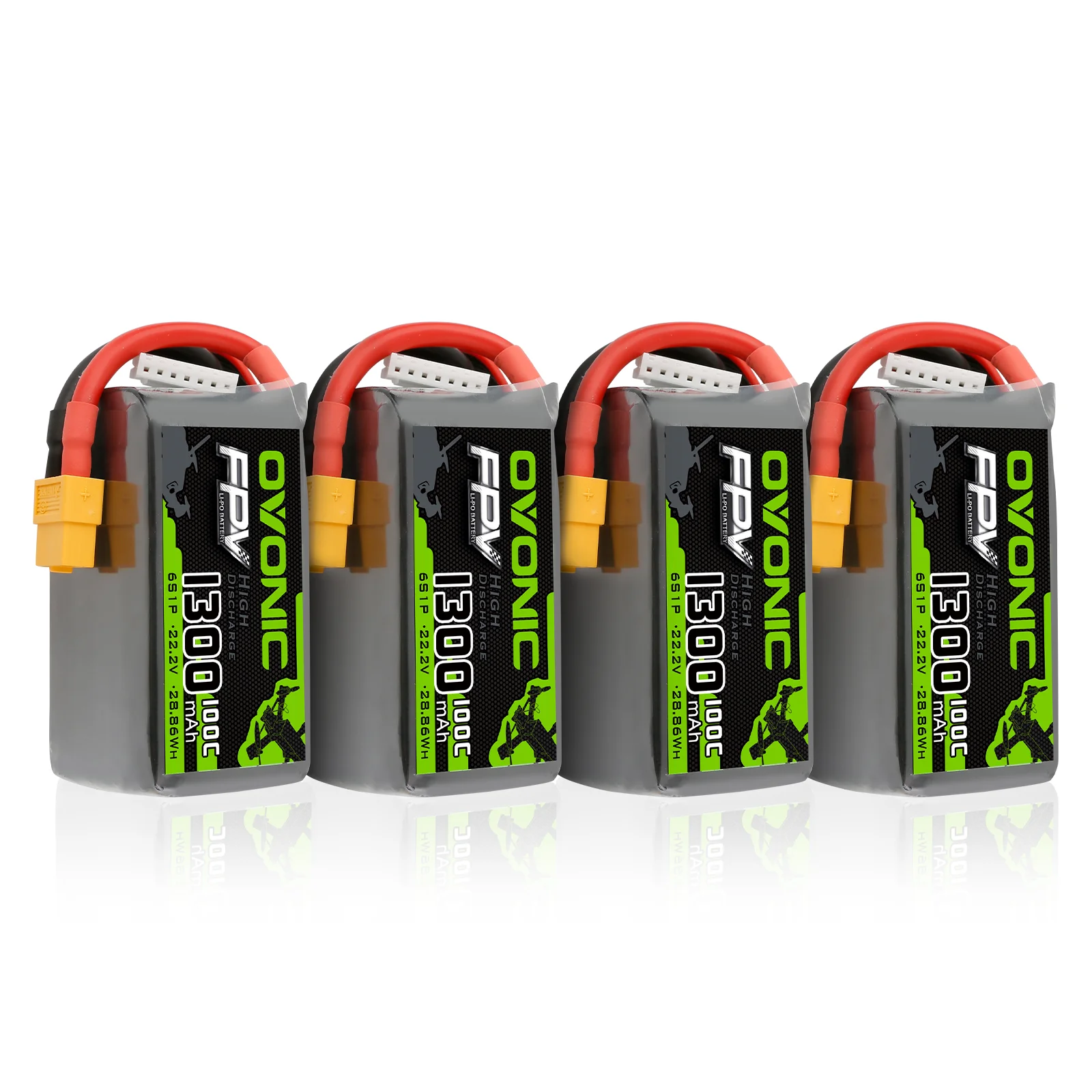 Ovonic 4S LiPo Battery Pack 1300mAh 100C 14.8V with XT60 Plug for FPV Protek 35 Racing Drone(4Packs)