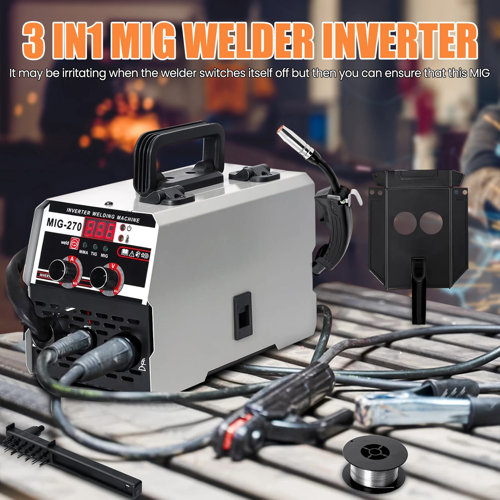 3 IN 1 MIG Welder MIG-270 220V Semi-automatic Welding Machine MMA/ARC TIG WelderInverter Welder Mig-gasless Portable for Home 