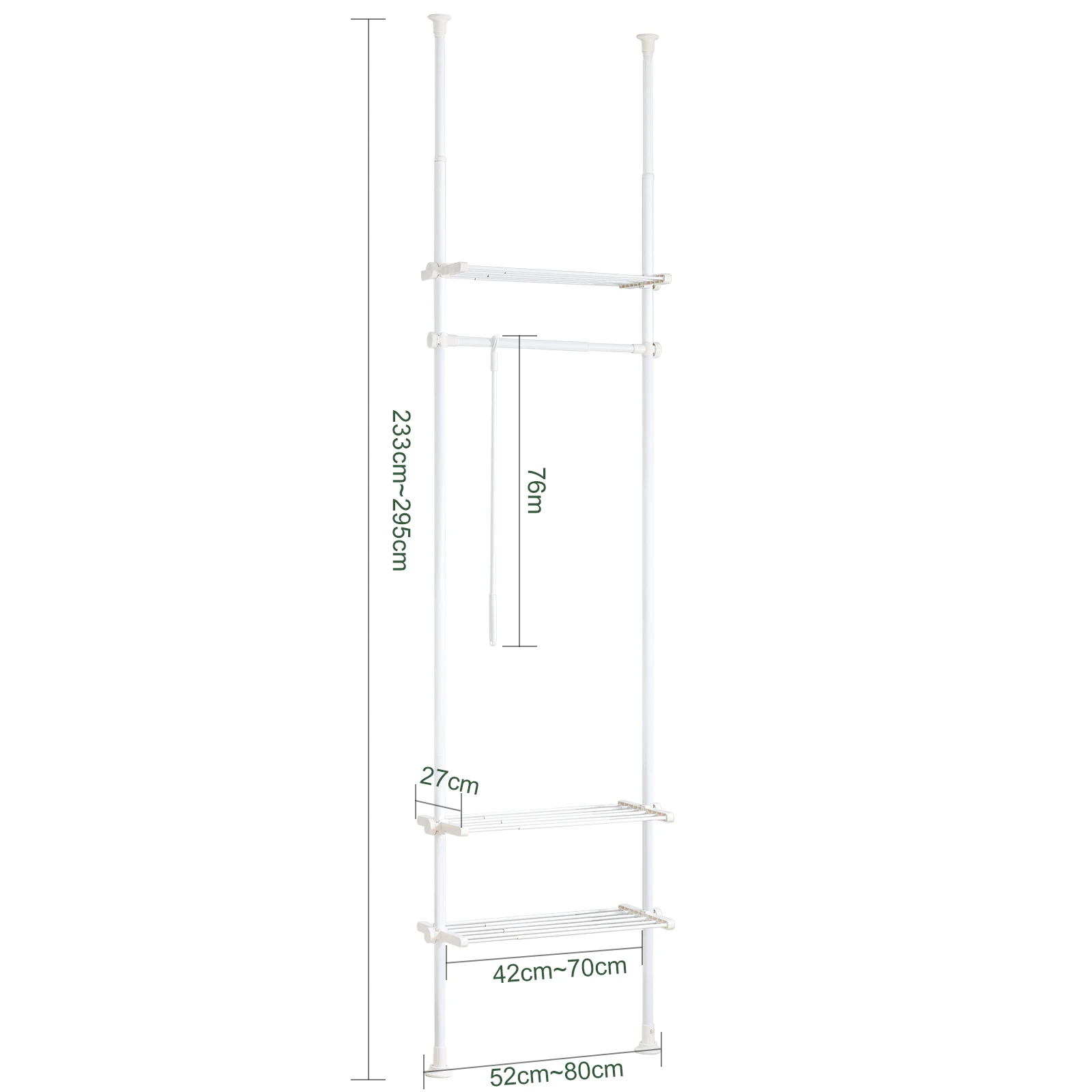 SoBuy KLS07 Telescopic Bar dresses stand with 1 dresses Bar and 3 Stays Telescopic Wardrobe System