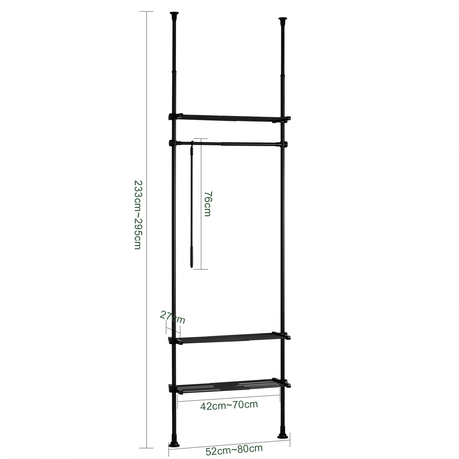 SoBuy KLS07 Telescopic Bar dresses stand with 1 dresses Bar and 3 Stays Telescopic Wardrobe System
