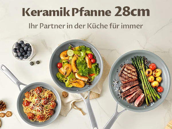 Ceramic Pan Induction 28 Cm With Cast Steel Handle, Beige, Ceramic Pan Without PTFE And PFOA, Ceramic Pan Induction 28 Cm, Non-s