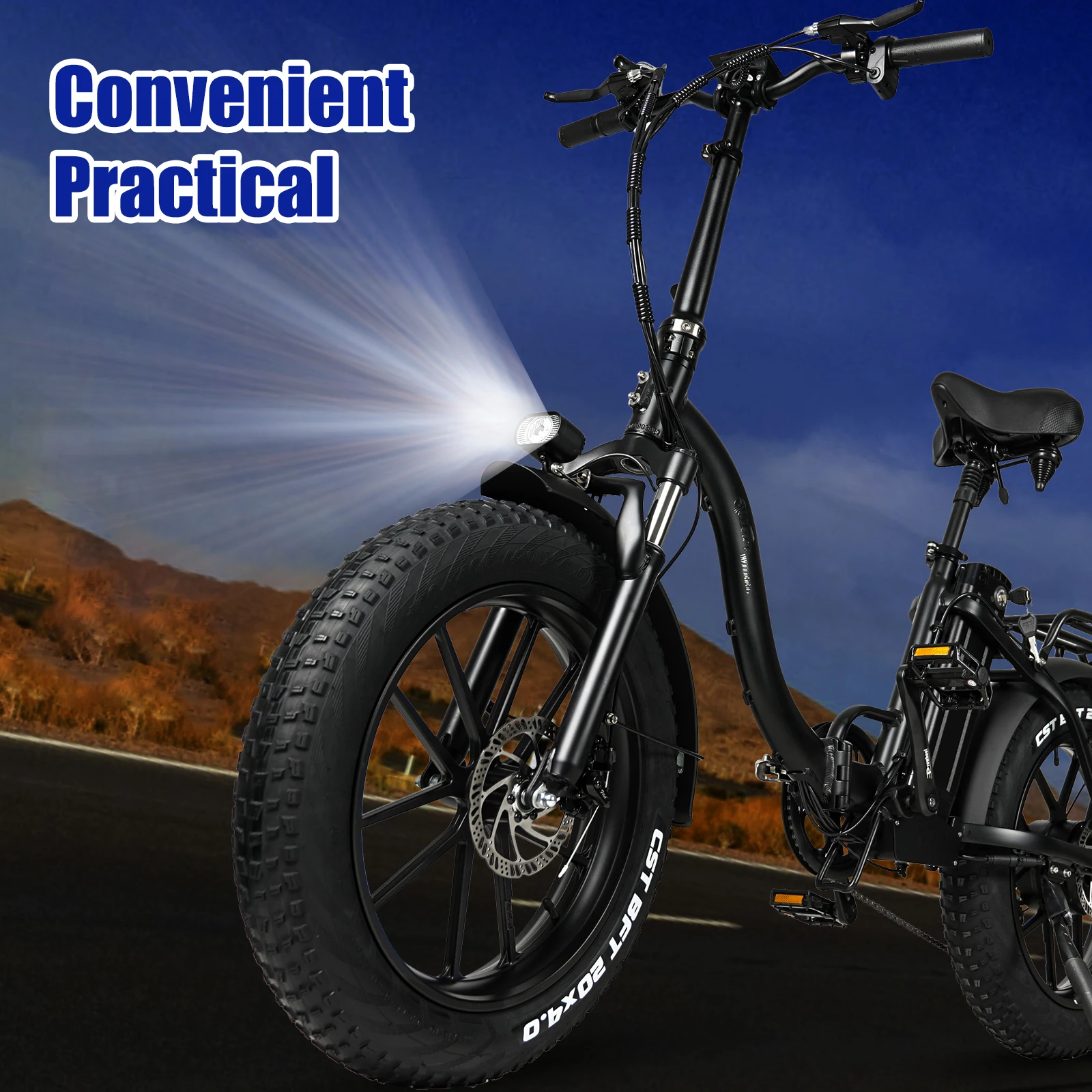 Cacewheel Y20 Adult Electric City Bike Foldable 18AH Battery, 20*4 Thick Tyreaaa
