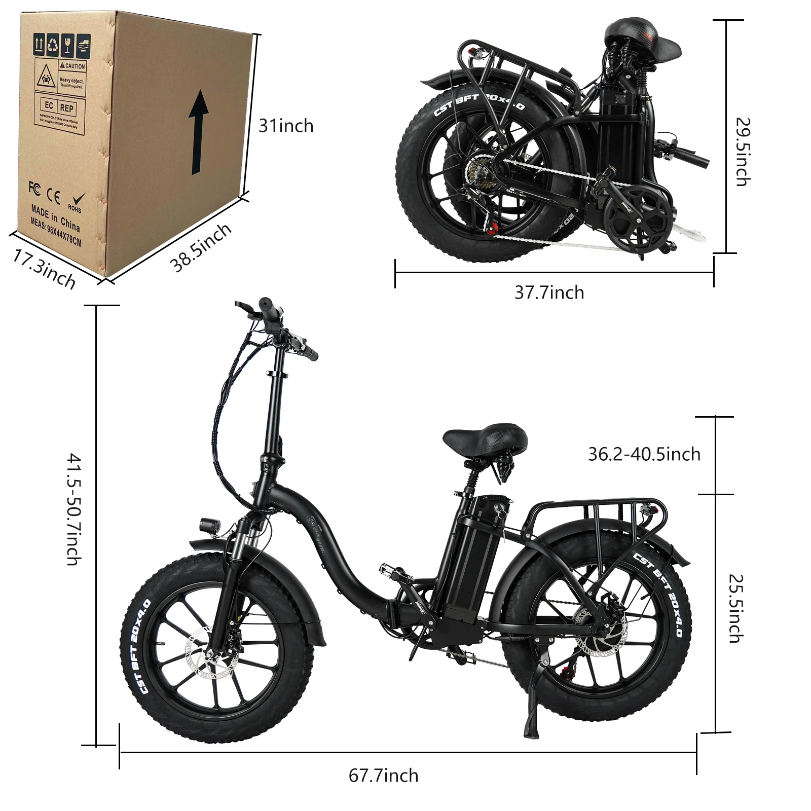 Cacewheel Y20 Adult Electric City Bike Foldable 18AH Battery, 20*4 Thick Tyreaaa