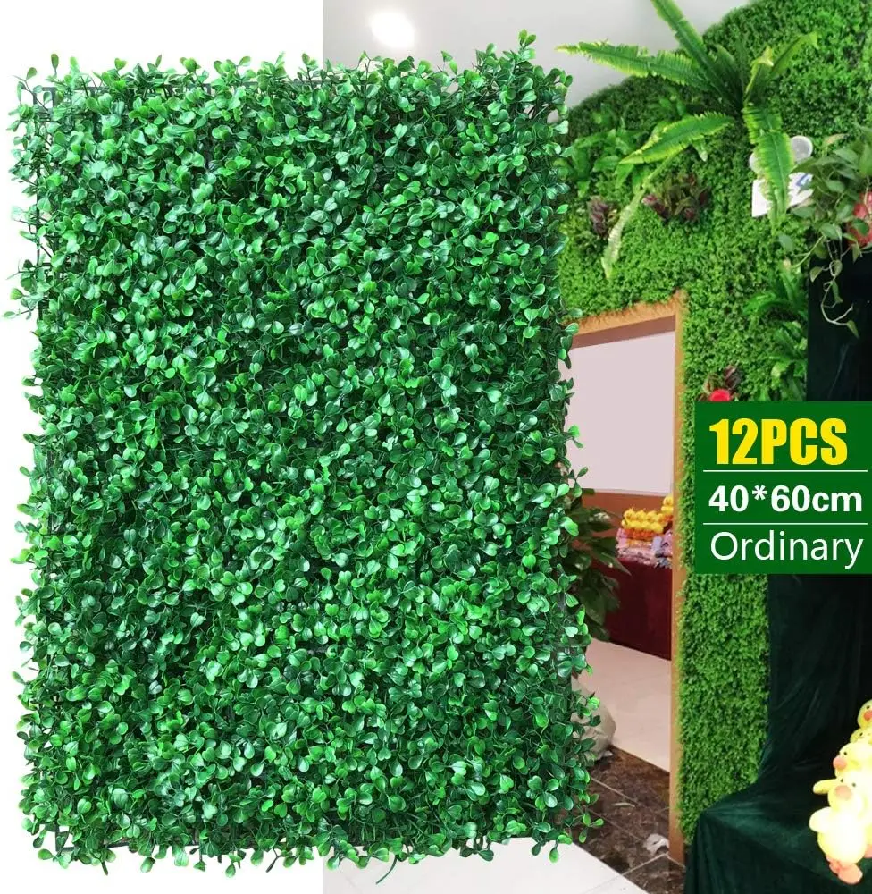 12pcs 40x60cm Wall Decor Faux Boxwood Panels Home Decor Grass Leaf Grass Grass Cooking Privacy Plant Wall Decor Green