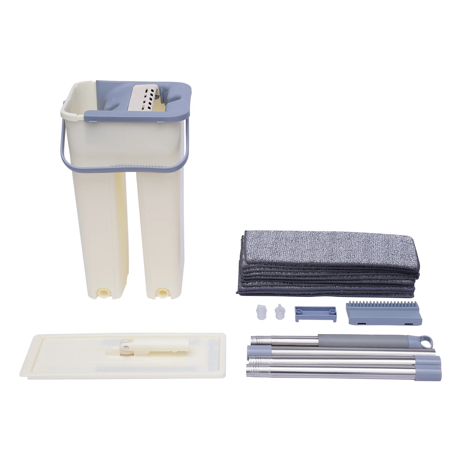 360° Floor Washer Cleaner Wiper Set Mop Bucket Cleaner +10* Cleaning Microfiber Pad Multifunctional Comfortable Flat Mop