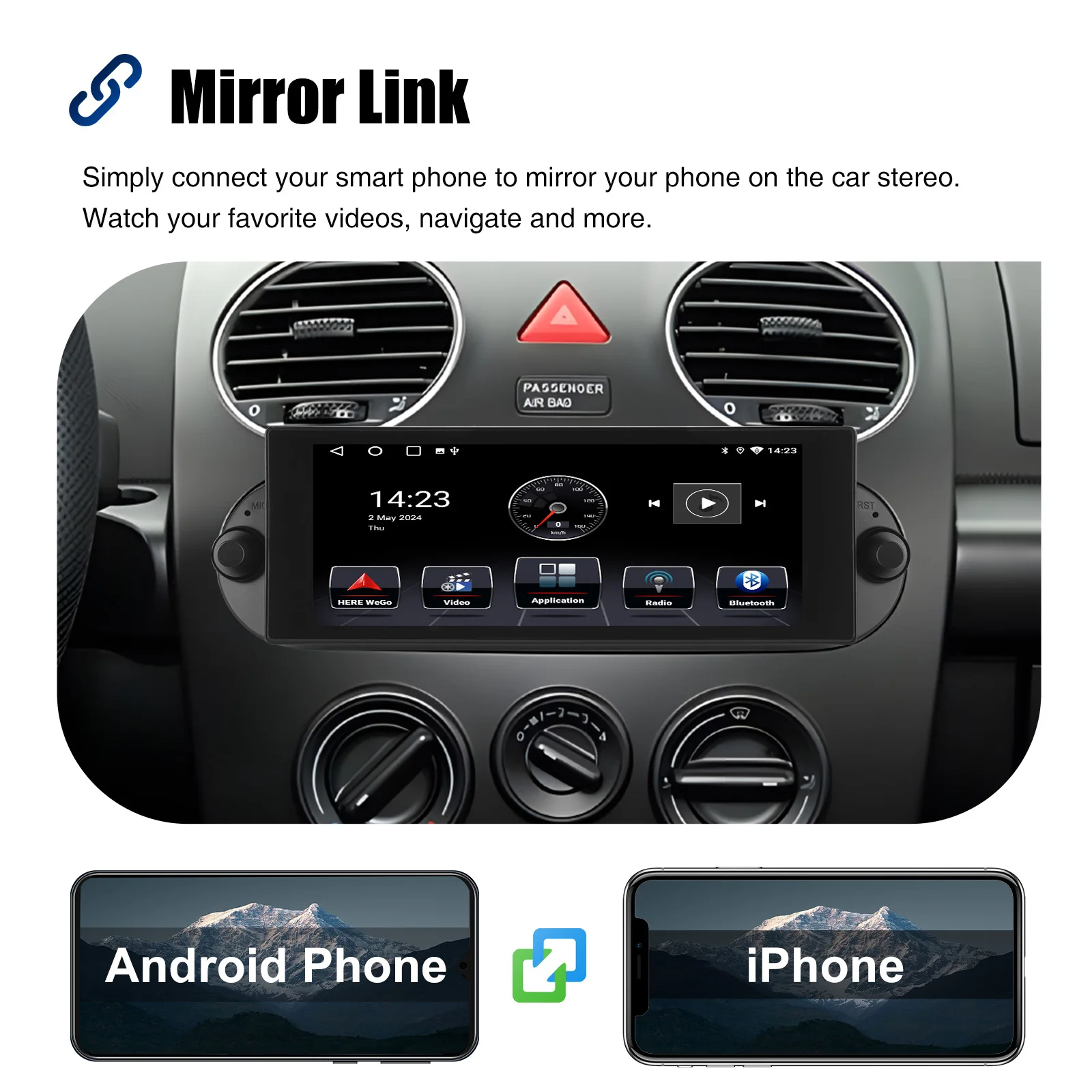ESSGOO 64G 7" Android 14 Car Stereo Radio For VW Beetle 01-10 Carplay Android Auto GPS Navi FM WiFi BT SWC Mirror Link Head Unit