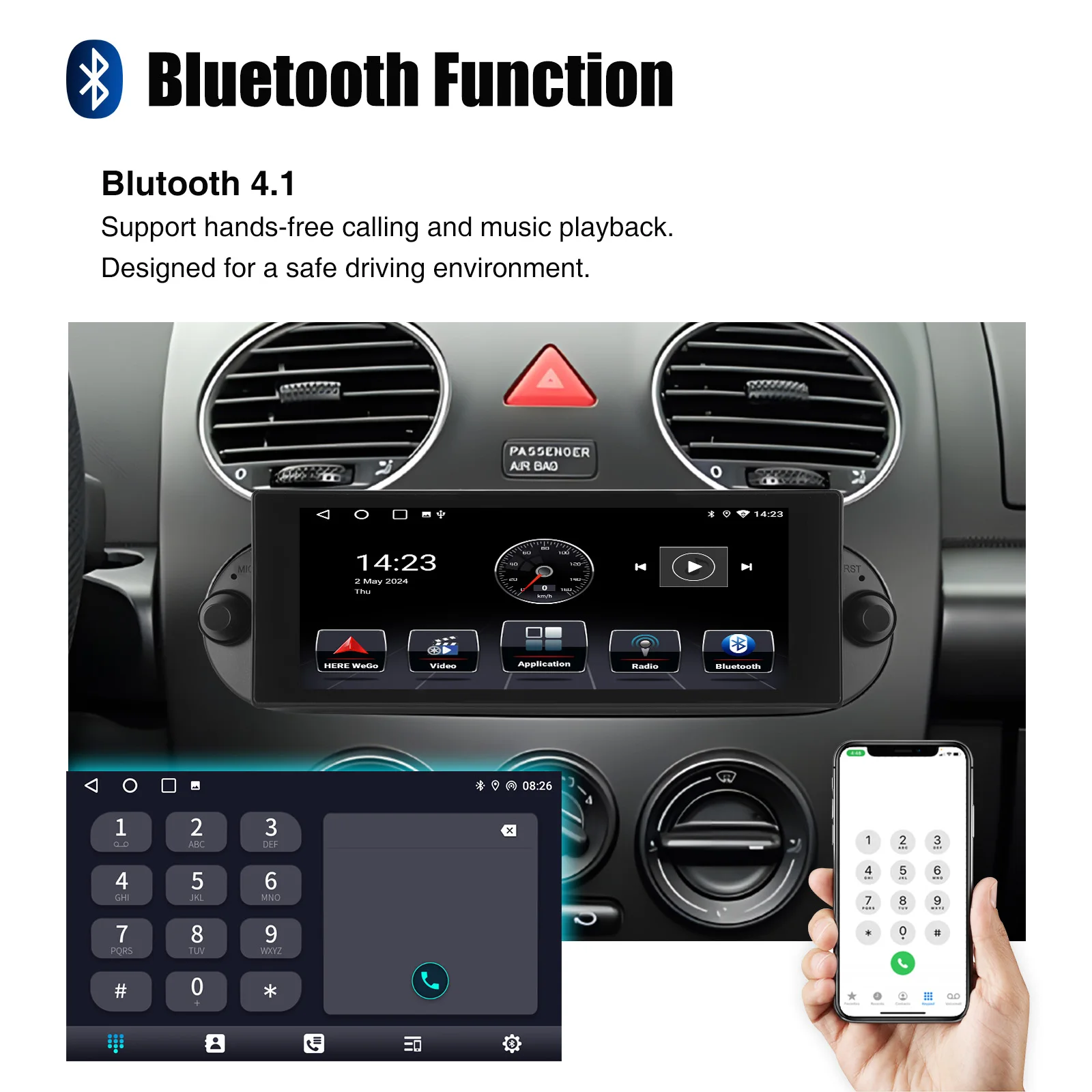 ESSGOO 64G 7" Android 14 Car Stereo Radio For VW Beetle 01-10 Carplay Android Auto GPS Navi FM WiFi BT SWC Mirror Link Head Unit