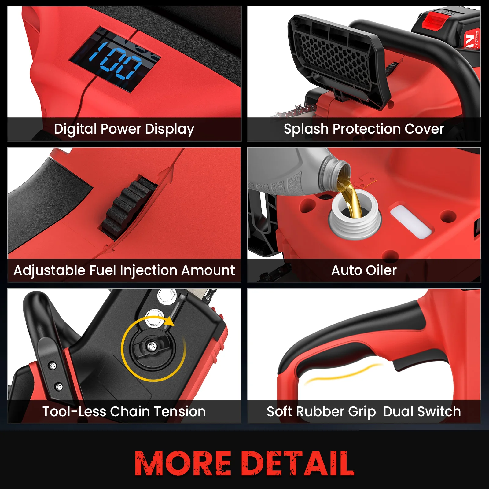 16Inch Brushless Cordless Electric Chainsaw With Automatic Oiler Anti-Slip Handle With 2 Battery Suitable For Garden Pruning