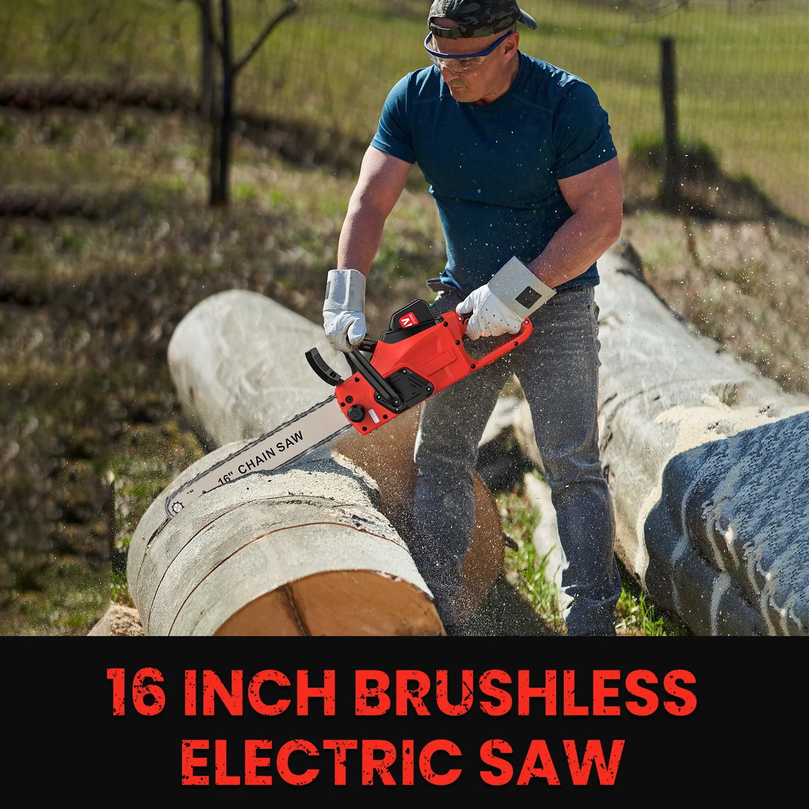 16Inch Brushless Cordless Electric Chainsaw With Automatic Oiler Anti-Slip Handle With 2 Battery Suitable For Garden Pruning