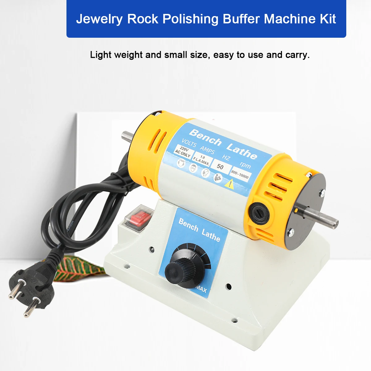 220V 350W Stone Polishing Machine DIY Woodworking Jade Jewelry Dental Bench Lathe Machine Grinding Machine Sanding Tools