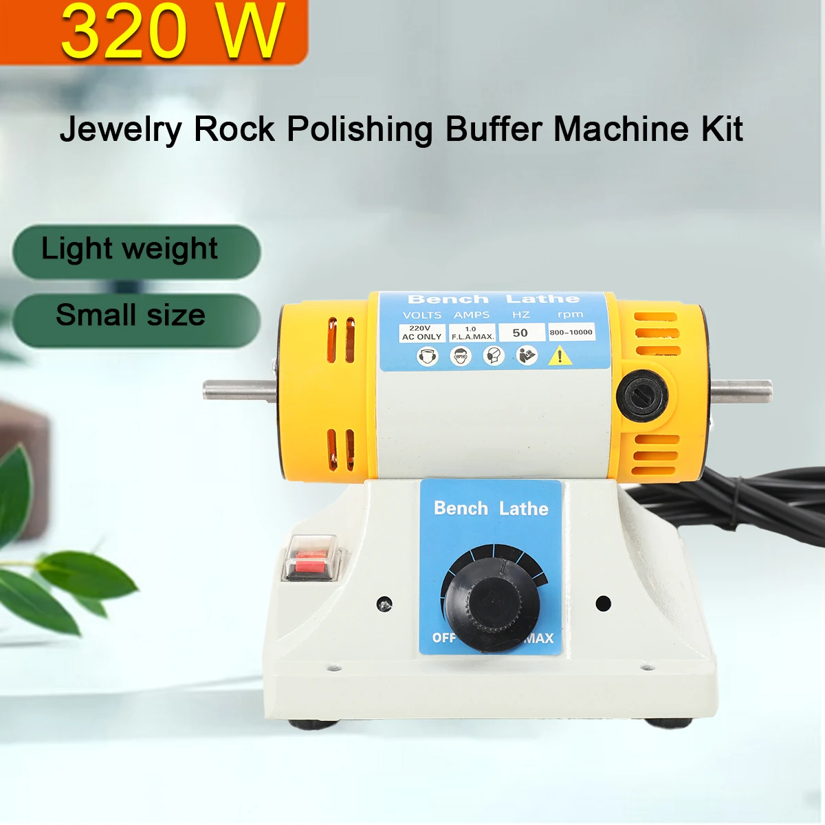 220V 350W Stone Polishing Machine DIY Woodworking Jade Jewelry Dental Bench Lathe Machine Grinding Machine Sanding Tools