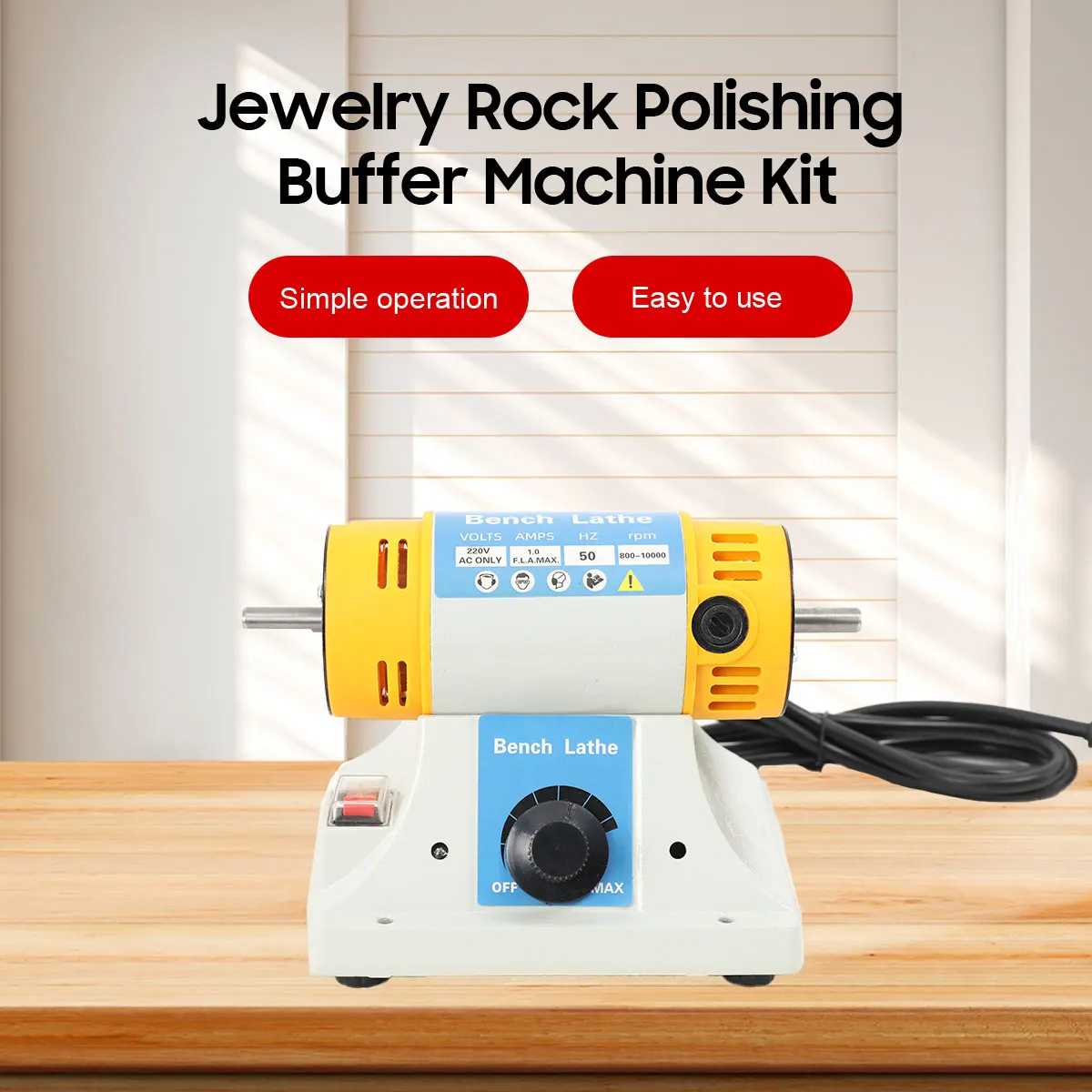 220V 350W Stone Polishing Machine DIY Woodworking Jade Jewelry Dental Bench Lathe Machine Grinding Machine Sanding Tools