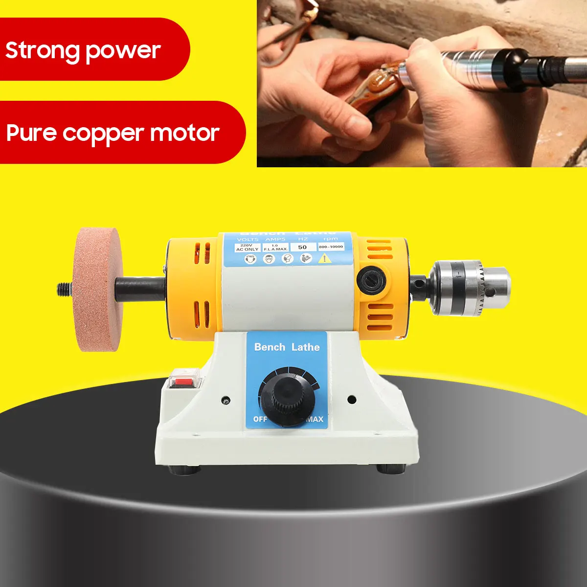 220V 350W Stone Polishing Machine DIY Woodworking Jade Jewelry Dental Bench Lathe Machine Grinding Machine Sanding Tools