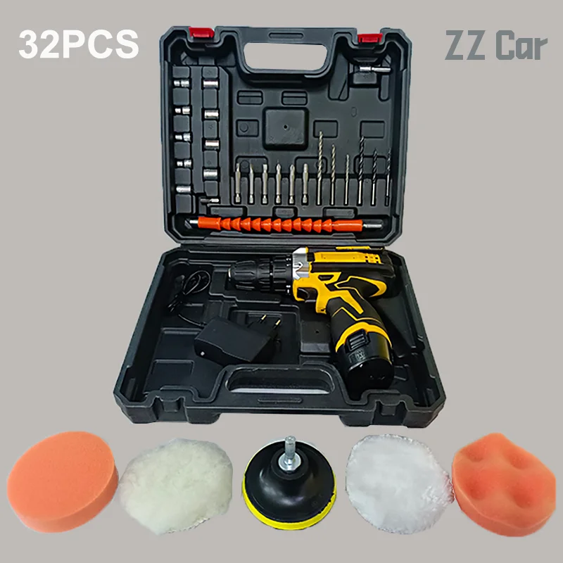 Polishing Machine Electric Drill 32PCS Accessory Box Function 2 in1 Polishing And Waxing Machine Electric Screwdriver Two-In-One