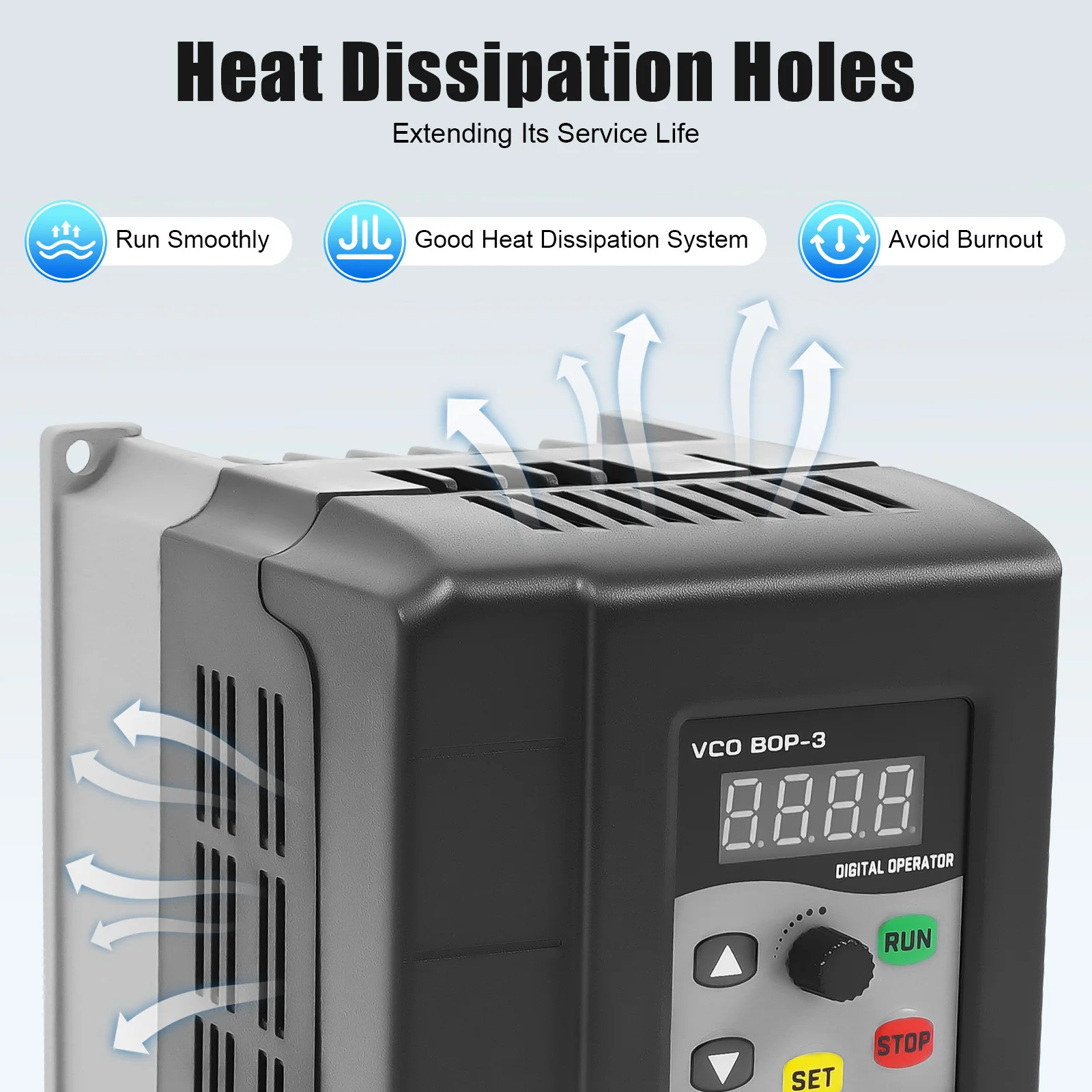 Variable Frequency Drive 164ft Remote Control 8-Way Protective System VFD Converter Inverter Suitable for 2.2KW Power Motor