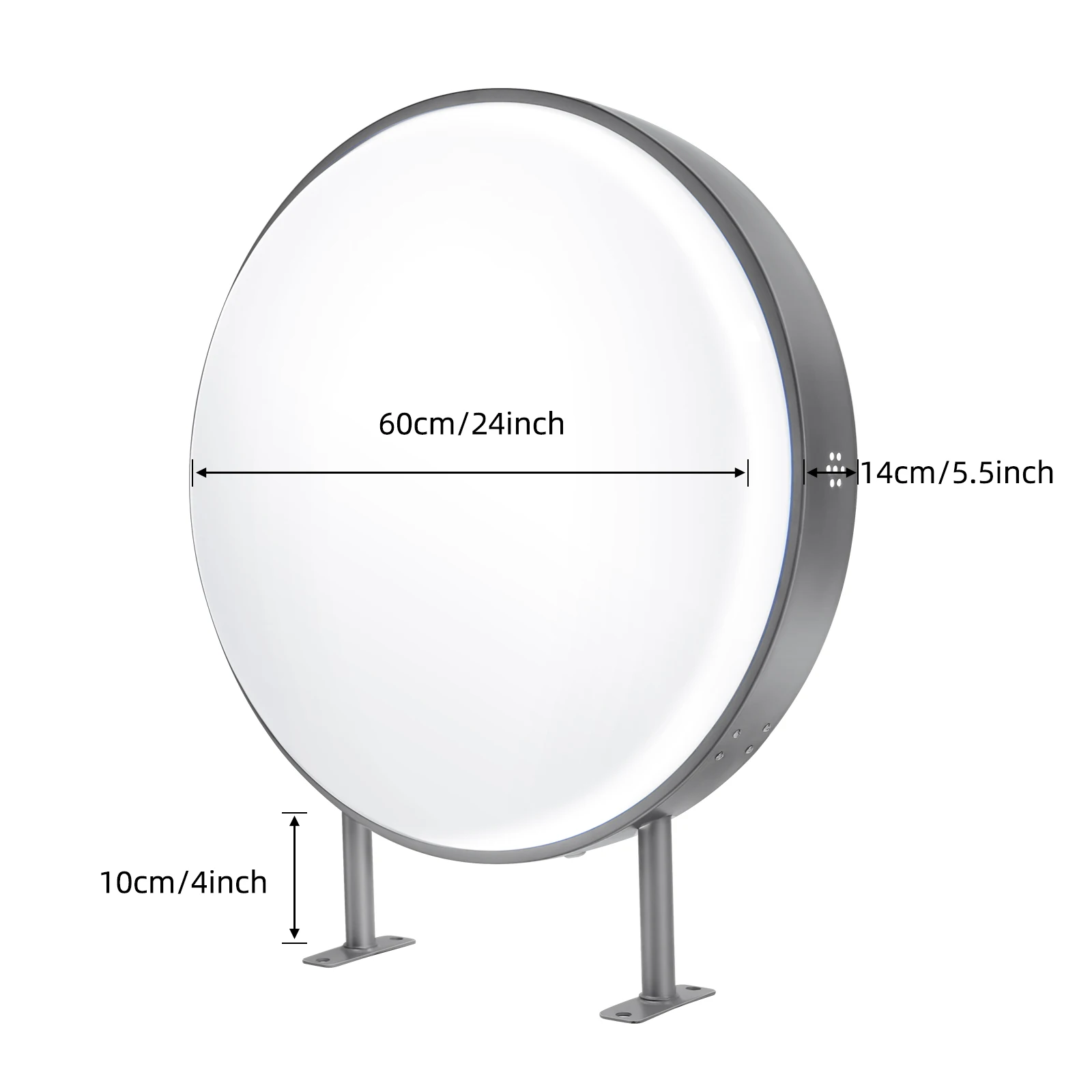 24 Inch LED Double-sided Round Light Box Advertising Light Box Circular Flat 60cm IP65 for Restaurants, Takeaways, Shops,Etc.