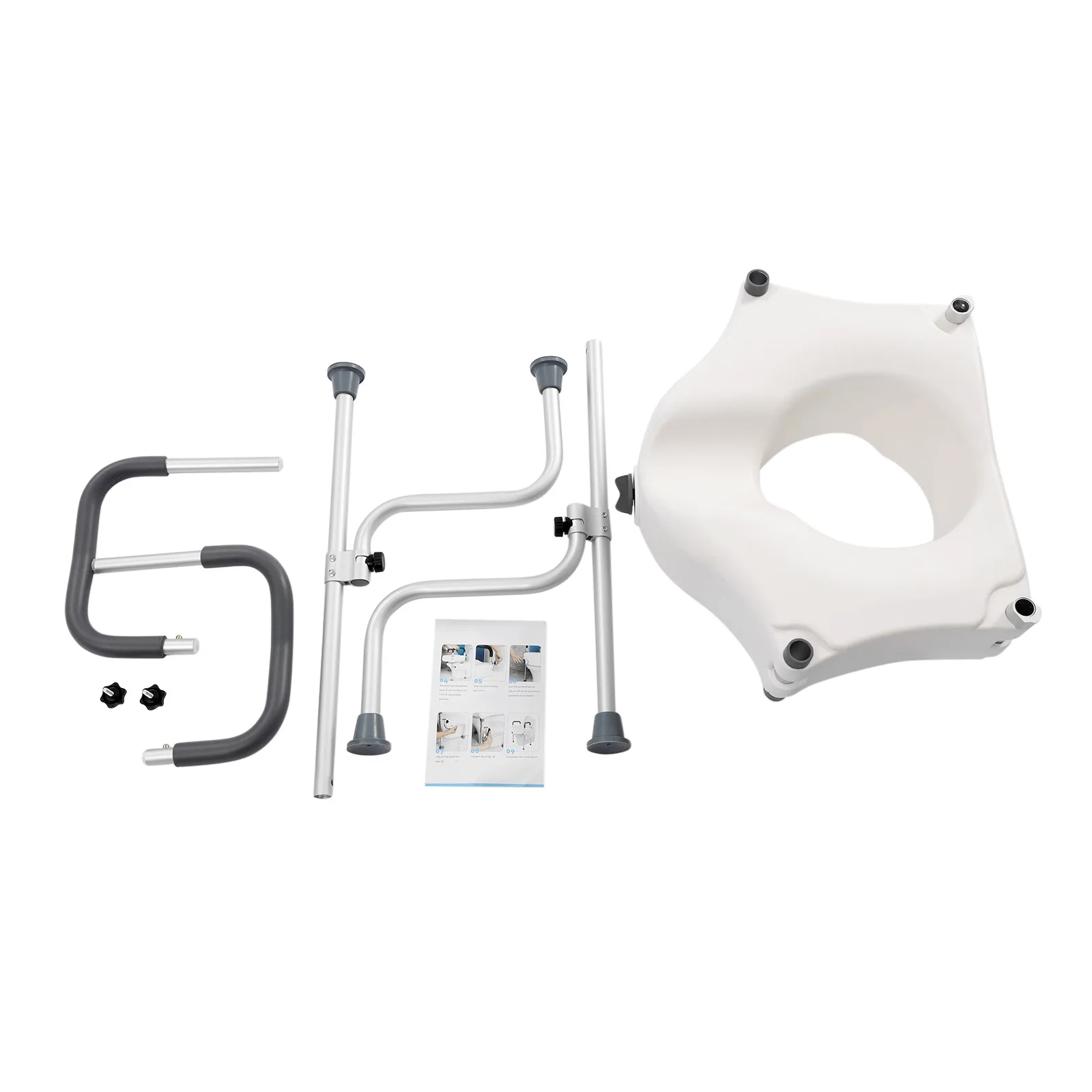 White Elderly Aluminum Alloy Toilet Height Pad With Armrest Toilet Seat Raiser & Safety Frames for Elder Suitable For Disabled