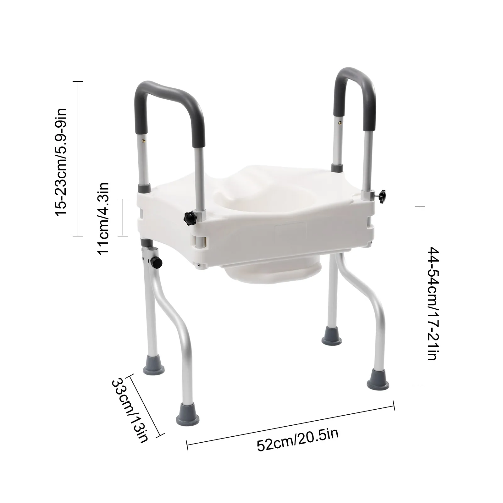 White Elderly Aluminum Alloy Toilet Height Pad With Armrest Toilet Seat Raiser & Safety Frames for Elder Suitable For Disabled