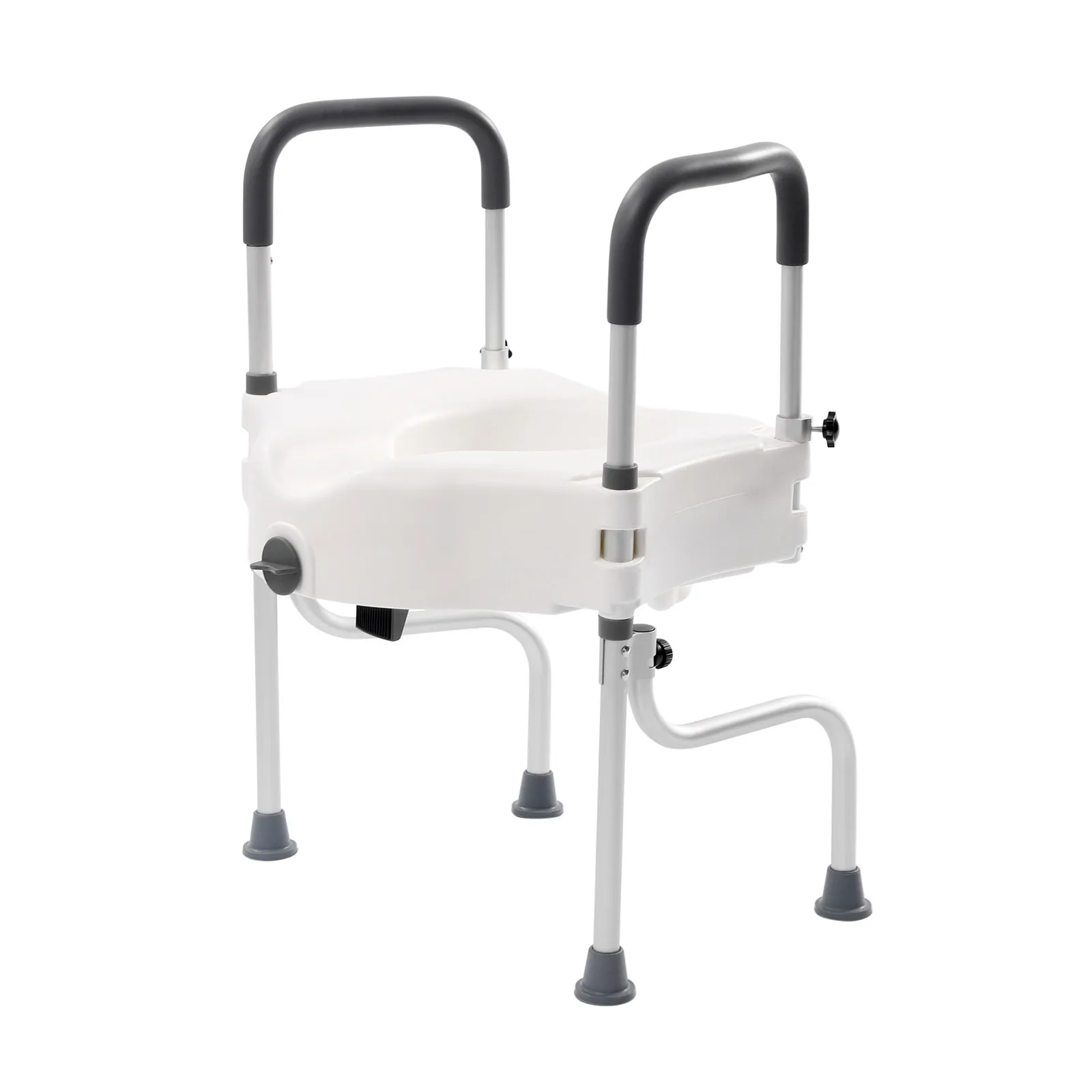 White Elderly Aluminum Alloy Toilet Height Pad With Armrest Toilet Seat Raiser & Safety Frames for Elder Suitable For Disabled
