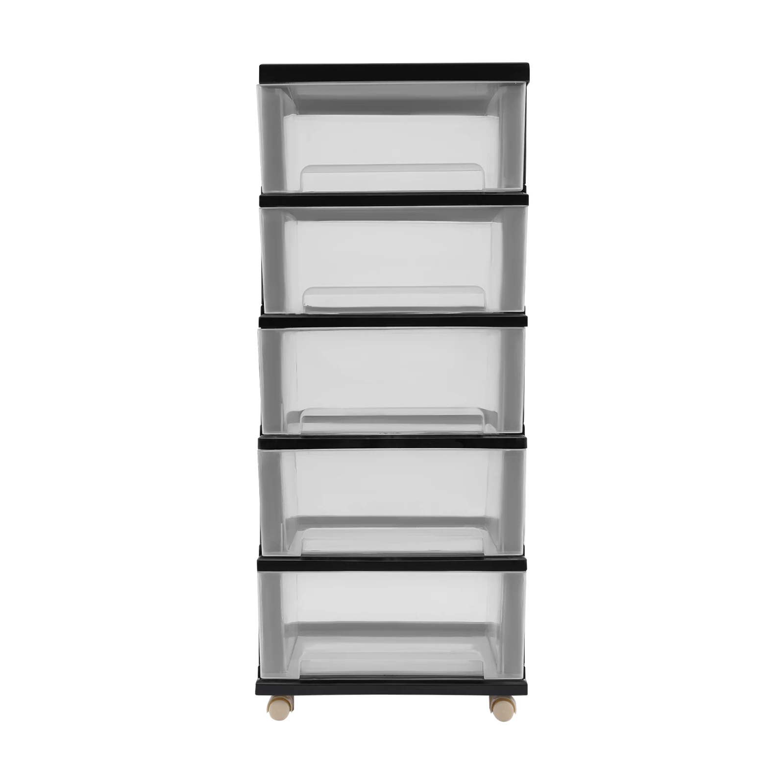 15.7*13inch 5 Plastic Drawer Storage Black Organizer Drawer Cart Durable Floor Mount Stylish for Organizing Book Drawing