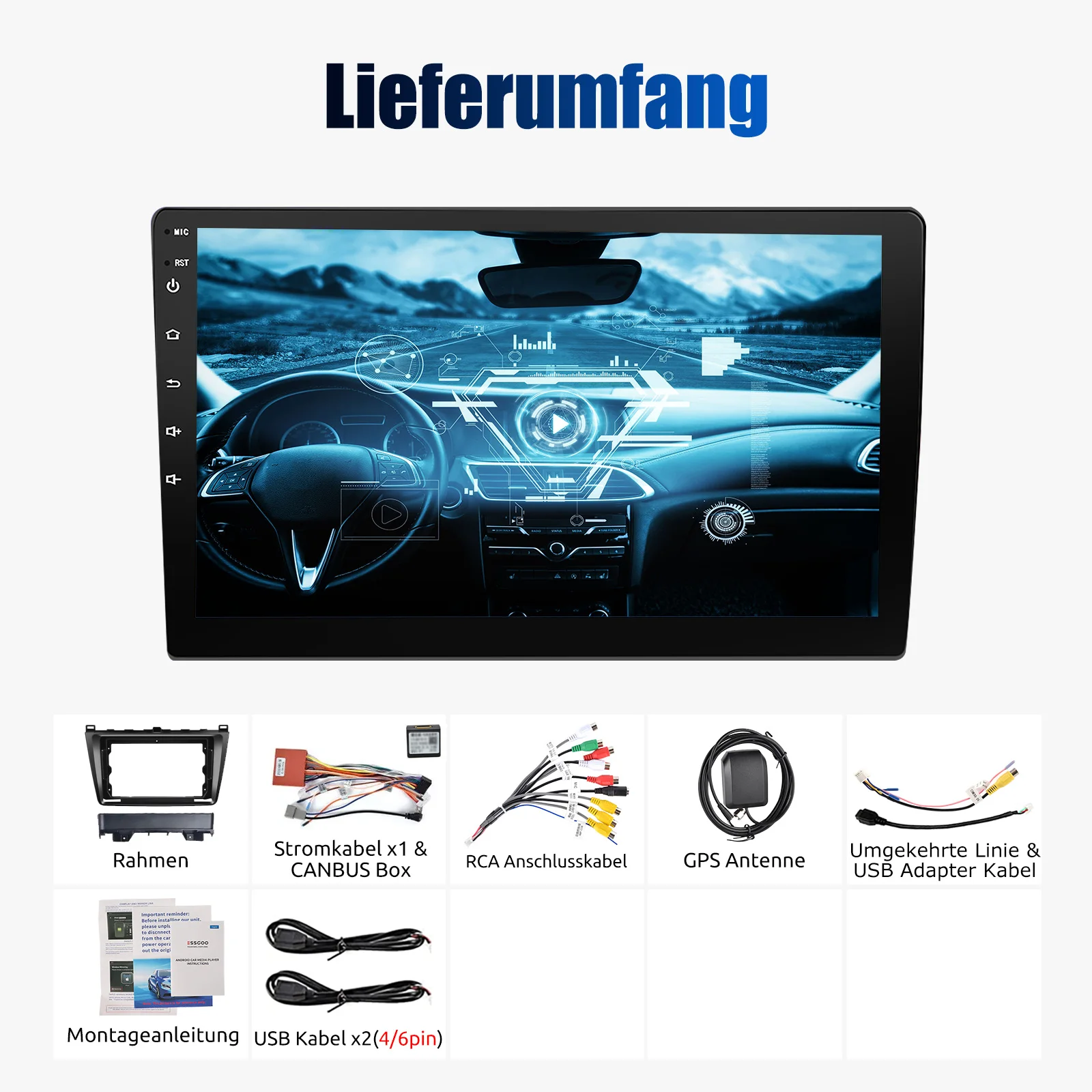 ESSGOO Android 14 or Android 15 For MAZDA 6 GH 2007-2013 9" Apple Carplay Android AUTO Car Stereo Radio GPS NAVI WIFI BT SWC FM