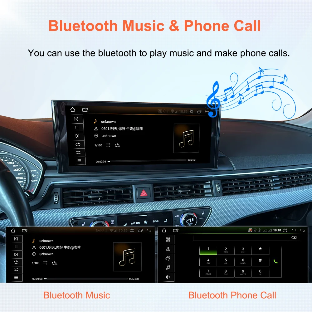 Bonroad 1920*720P 12.3 ''Screen Qualcomm Android 14 Auto Wireless Carplay Car Radio For Audi A4 B9 A5 2017-2020 Car Radio Stereo
