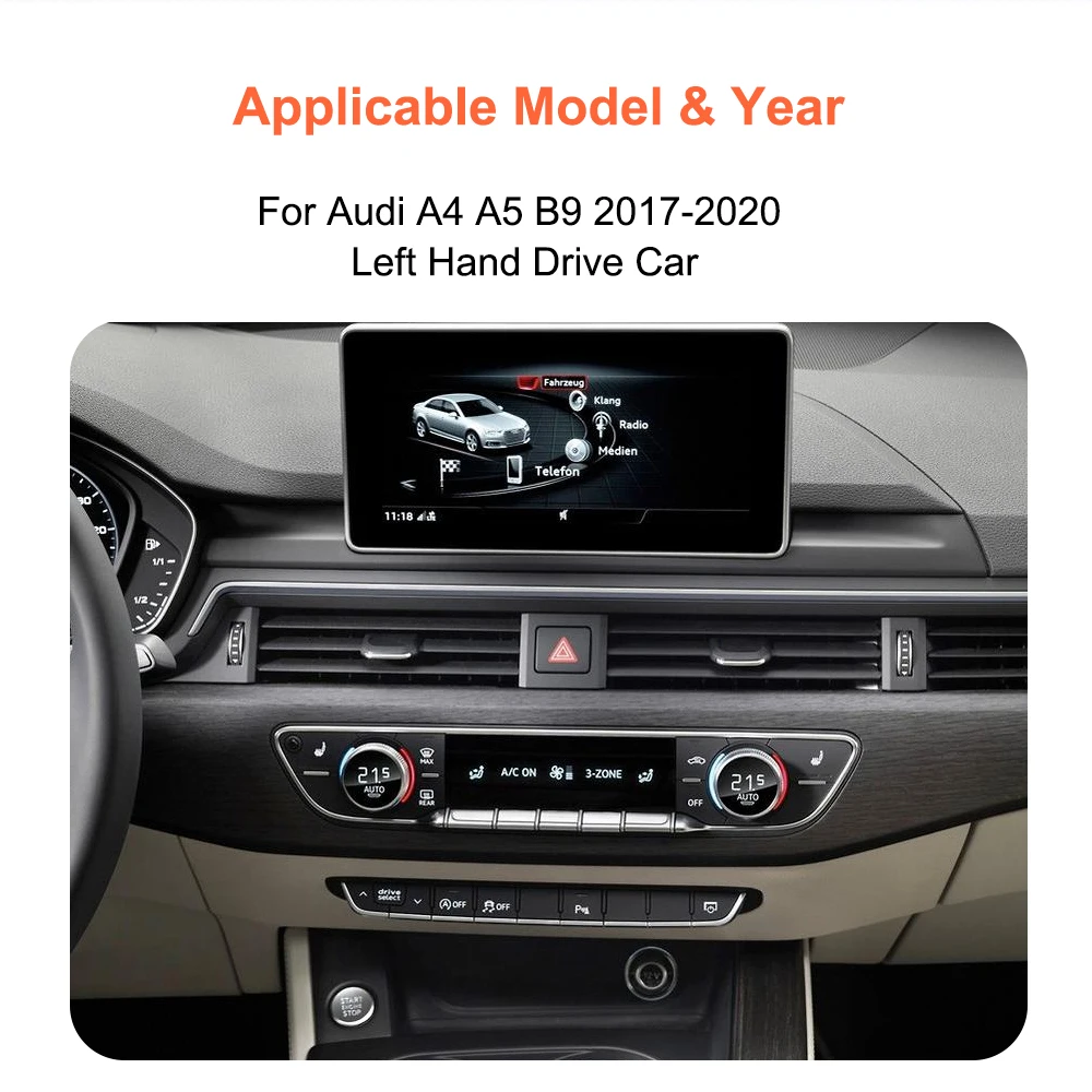 Bonroad 1920*720P 12.3 ''Screen Qualcomm Android 14 Auto Wireless Carplay Car Radio For Audi A4 B9 A5 2017-2020 Car Radio Stereo