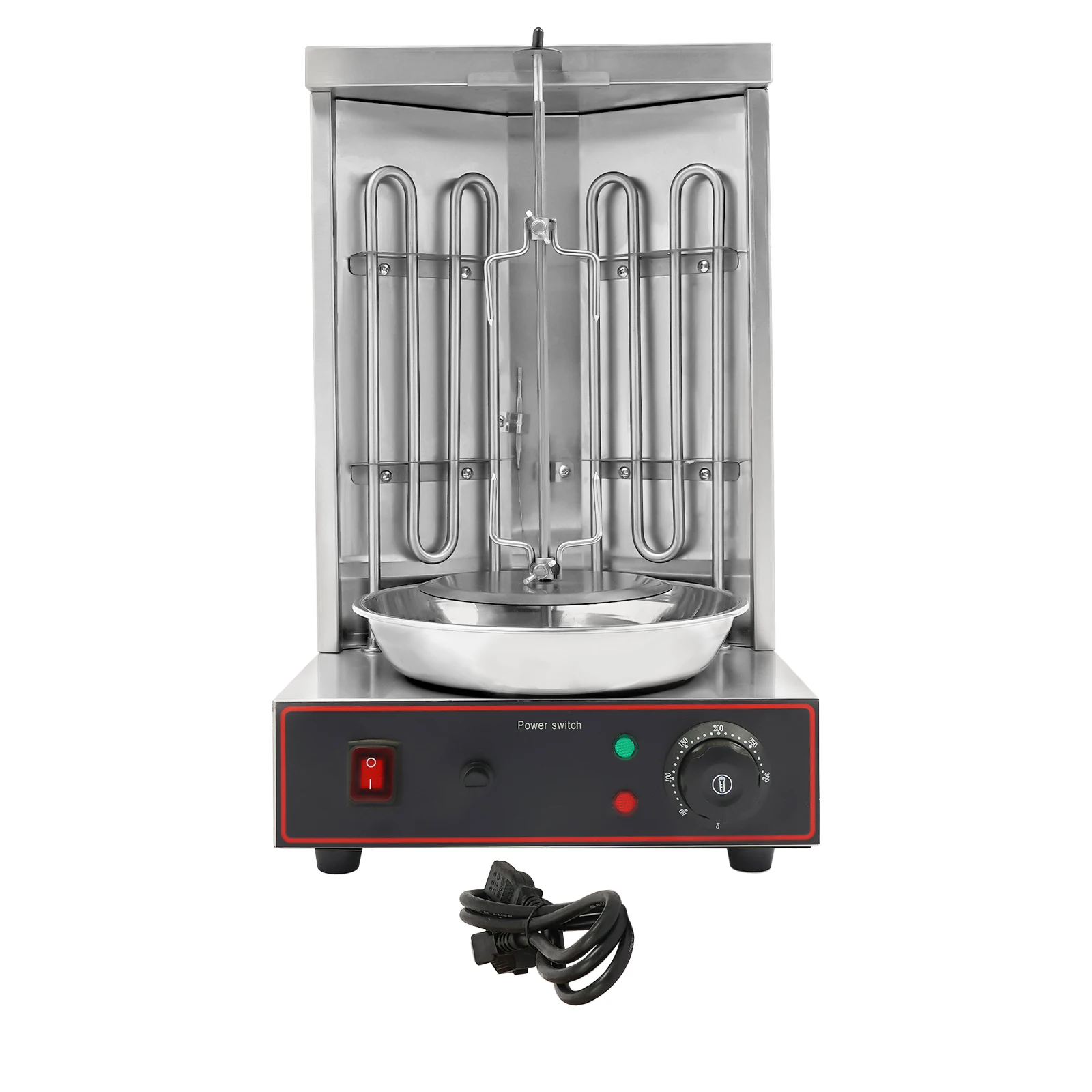 3000W Electric Shawarma Grill Machine Stainless Steel 2 Heating Tubes 360° Automatic Rotating Design
