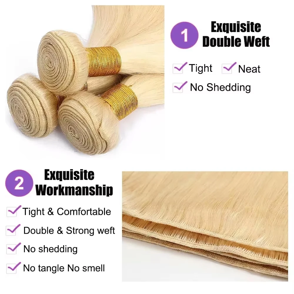 20 20 20 inch Straight Blonde Bundles Human Hair 613 Bundles Human Hair Raw Hair Bundles Unprocessed Virgin Hair Extensions