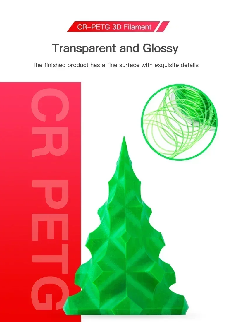 CREALITY Original CR-PETG Filament 1KG 1.75mm High Temperature Eco-friendly Odorless Non-toxic Excellent for Ender 3D Printer