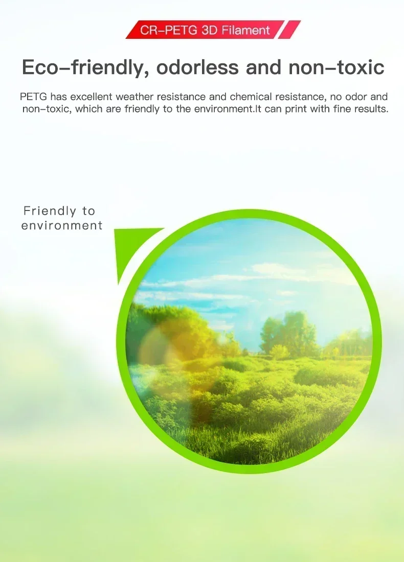 CREALITY Original CR-PETG Filament 1KG 1.75mm High Temperature Eco-friendly Odorless Non-toxic Excellent for Ender 3D Printer