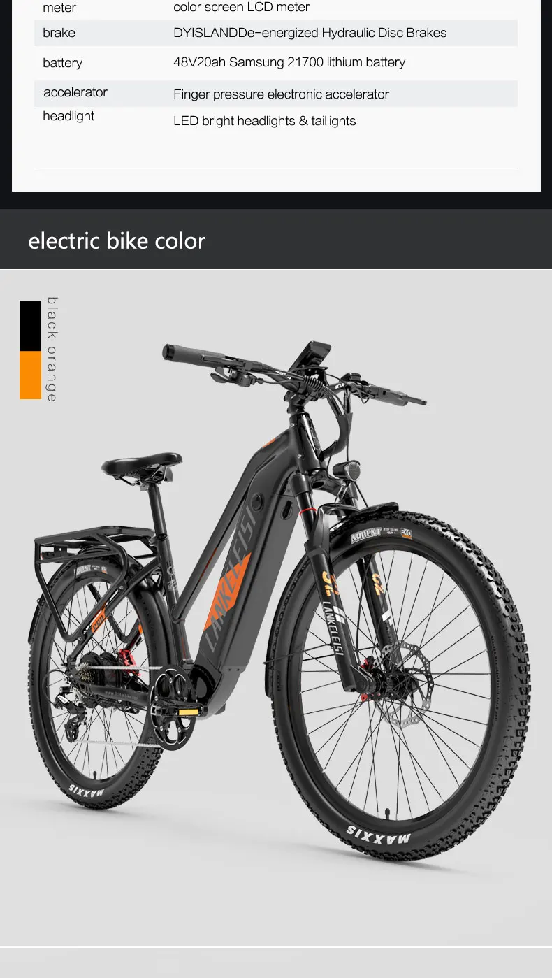 Lankeleisi MX600PRO 500W 48V 20AH 27.5" Electric Trekking Bike 20Ah City Electric Bike