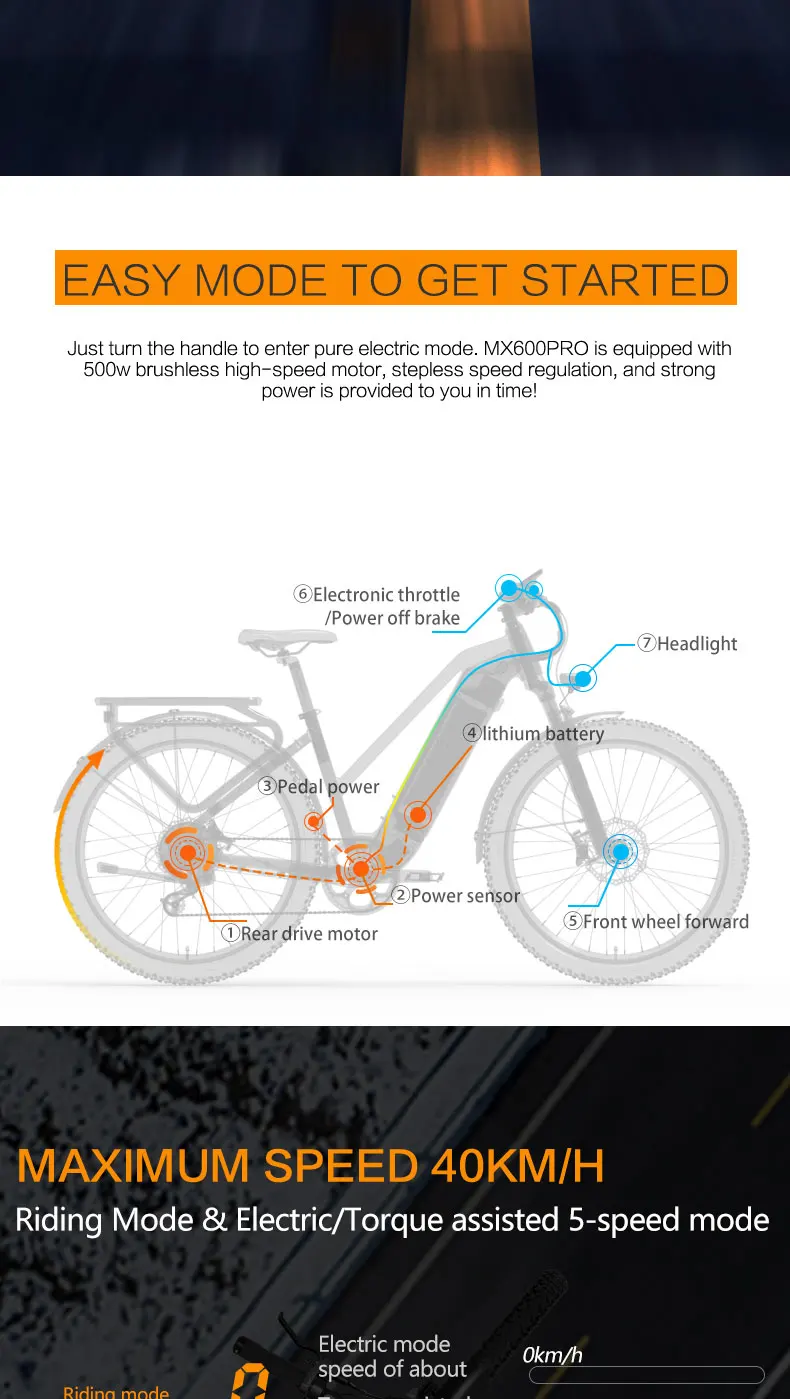 Lankeleisi MX600PRO 500W 48V 20AH 27.5" Electric Trekking Bike 20Ah City Electric Bike