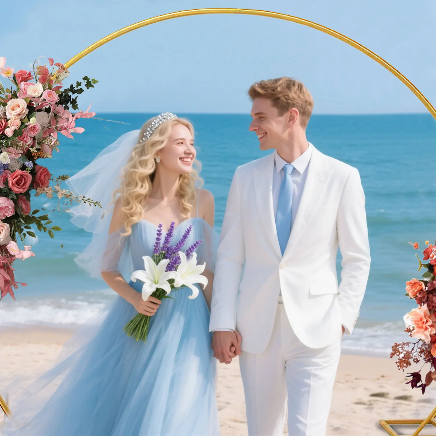 Circular Metal Arch DIY Balloon Flower Vine Decoration Background Frame Outdoor Indoor Wedding Banquet Party Golden Arch Frame