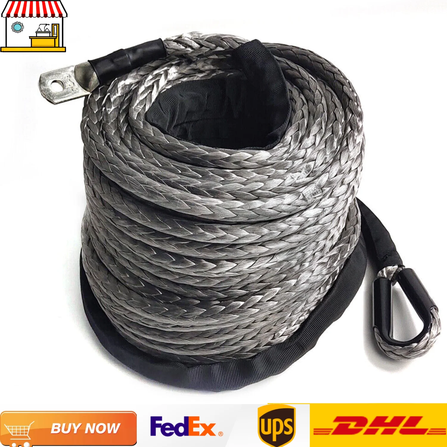 23000lbs Winch Rope 10MMx30M | 12 Strand String ATV UTV Cable Car Truck Boat Emergency Replacement Synthetic Winch Rope