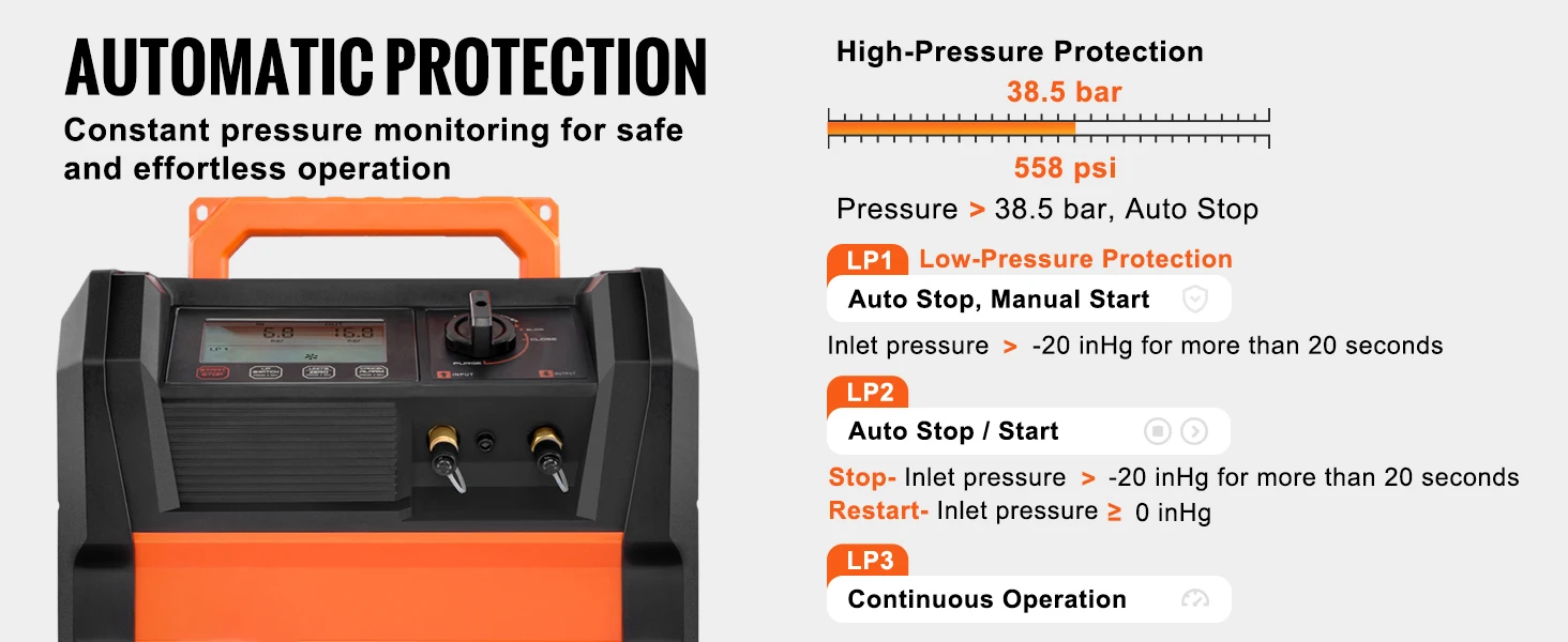 SucceBuy 1HP Refrigerant Recovery Machine Dual Cylinder Portable AC Recovery Machine with 3000rpm Brushless Motor for Automotive