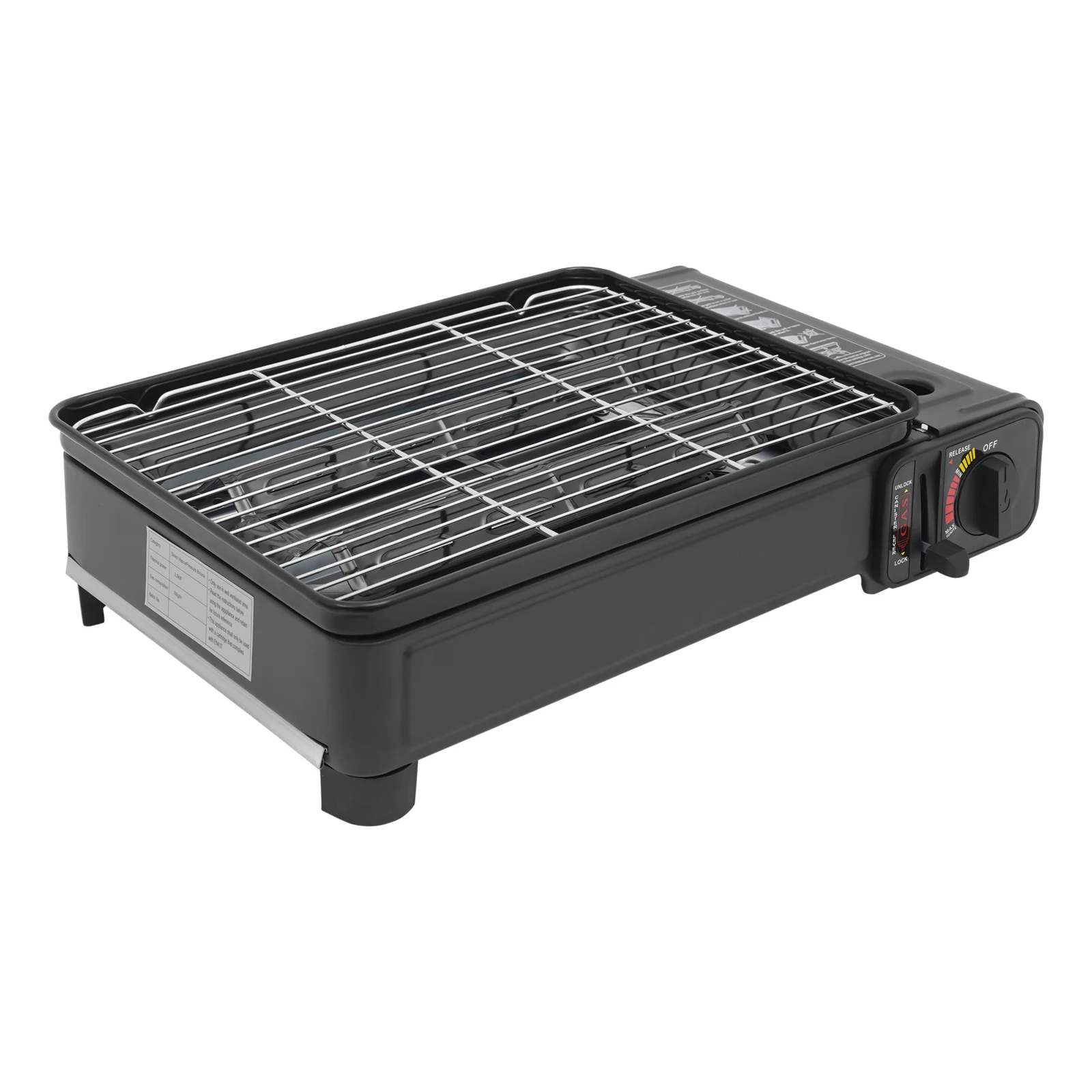 2200W Table Gas Grill, Portable Gas Grill W/ Grease Container& Carrying Bag, Camping Cooker Set for Terrace, Balcony& Garden