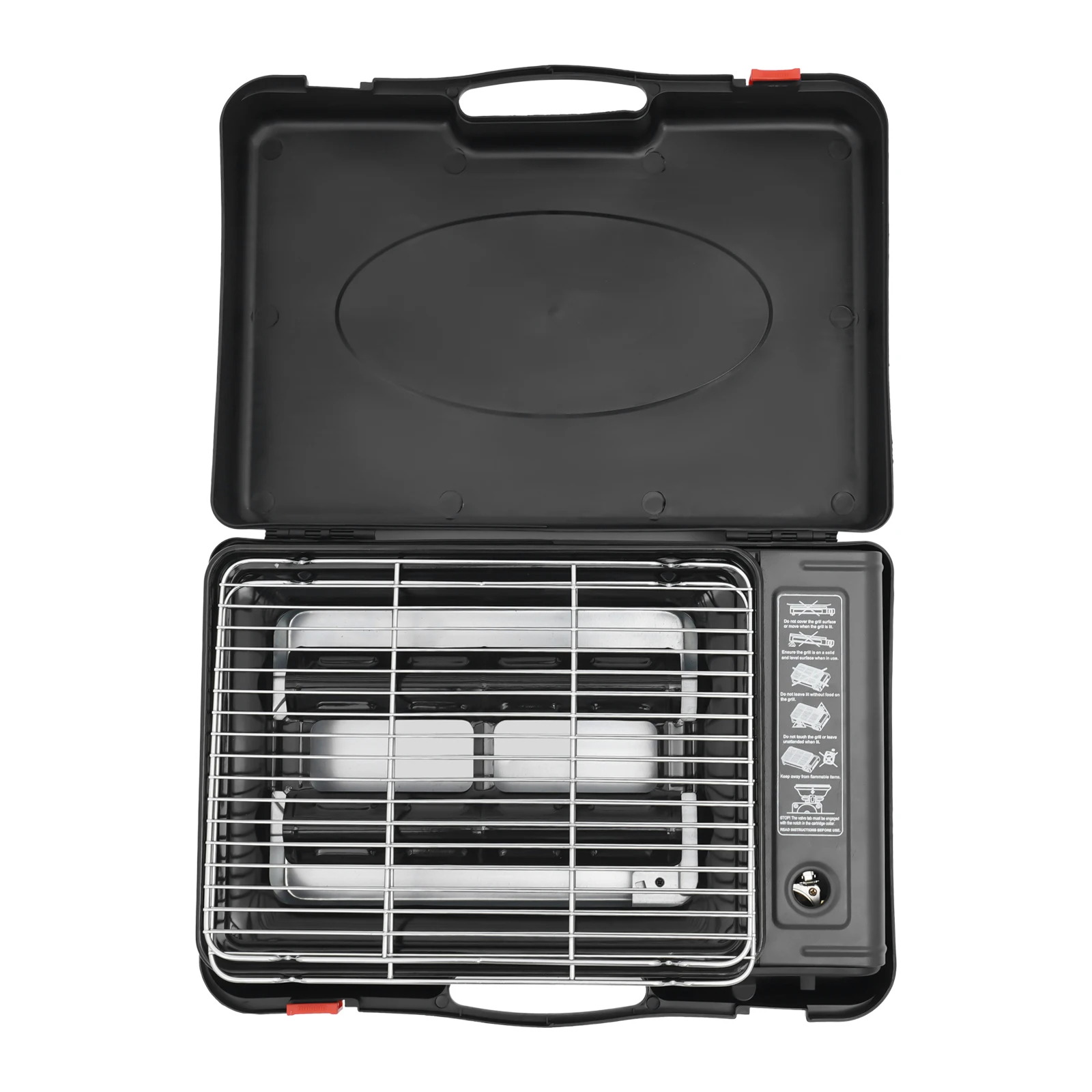 2200W Table Gas Grill, Portable Gas Grill W/ Grease Container& Carrying Bag, Camping Cooker Set for Terrace, Balcony& Garden