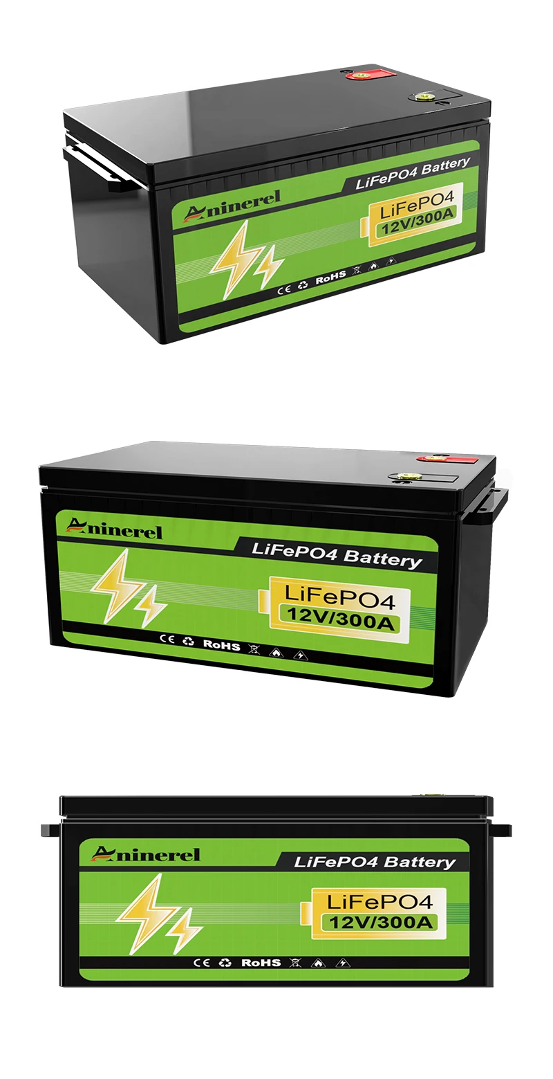 Aninerel 12.8V 304Ah LiFePO4 Battery 3.84Kwh 6000+ Cycles BT 12V 300Ah portable battery Home Solar RV Golf Cart Lithium Battery