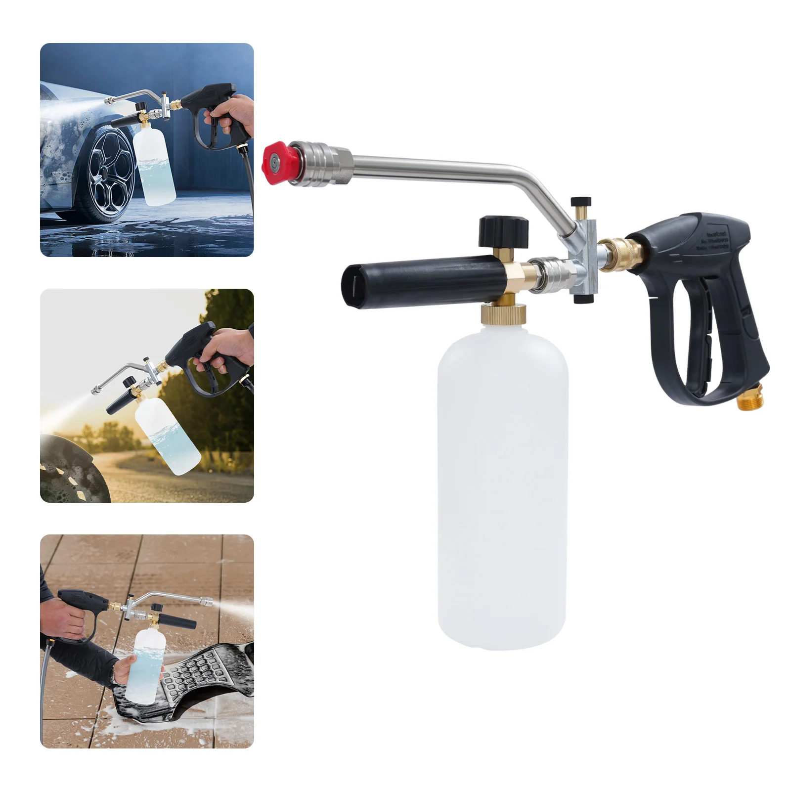 2-in-1 Pressure Washer Gun with 5 Replaceable Nozzles Foam Amount Adjustable for Cars, Motorcycles, Patios