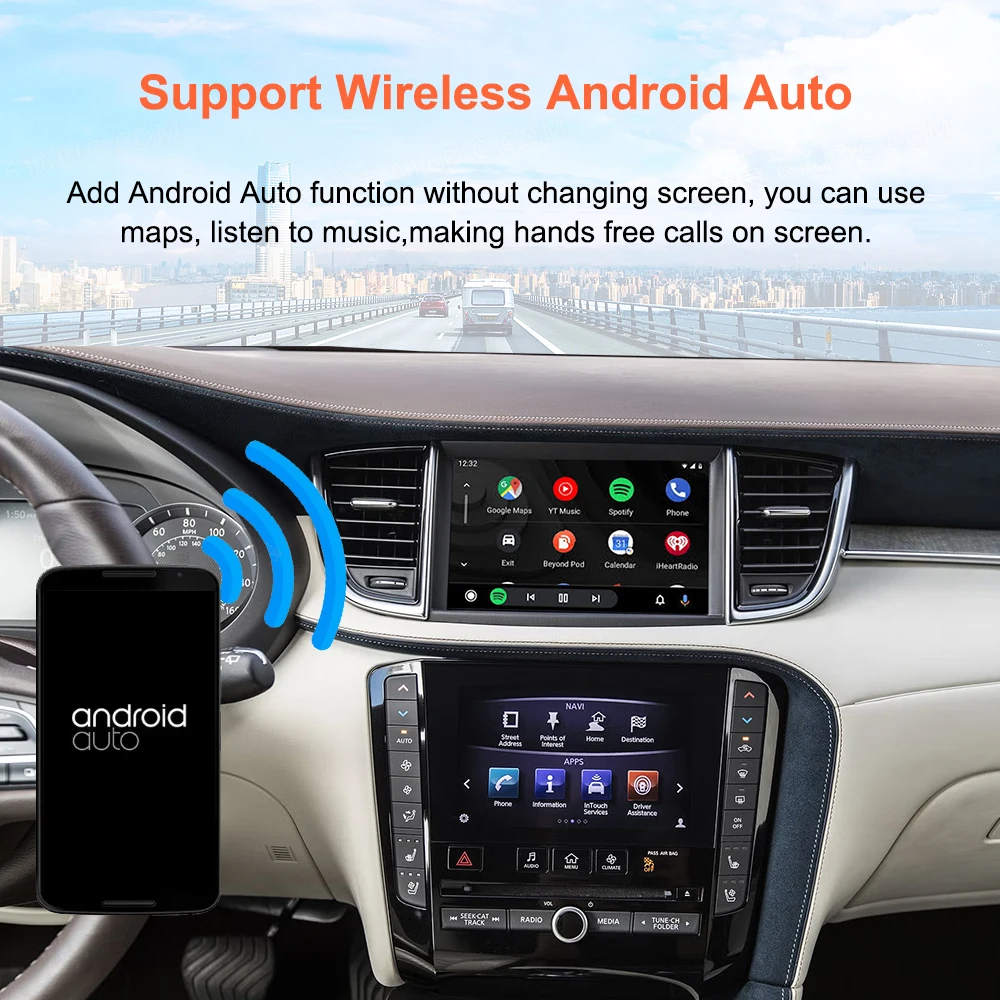 Bonroad Wireless CarPlay & Android Auto Adapter for Infiniti Q50 Q50L Q60 QX50 2015-2019 8 inch Dual Screen Mirror Link Airplay