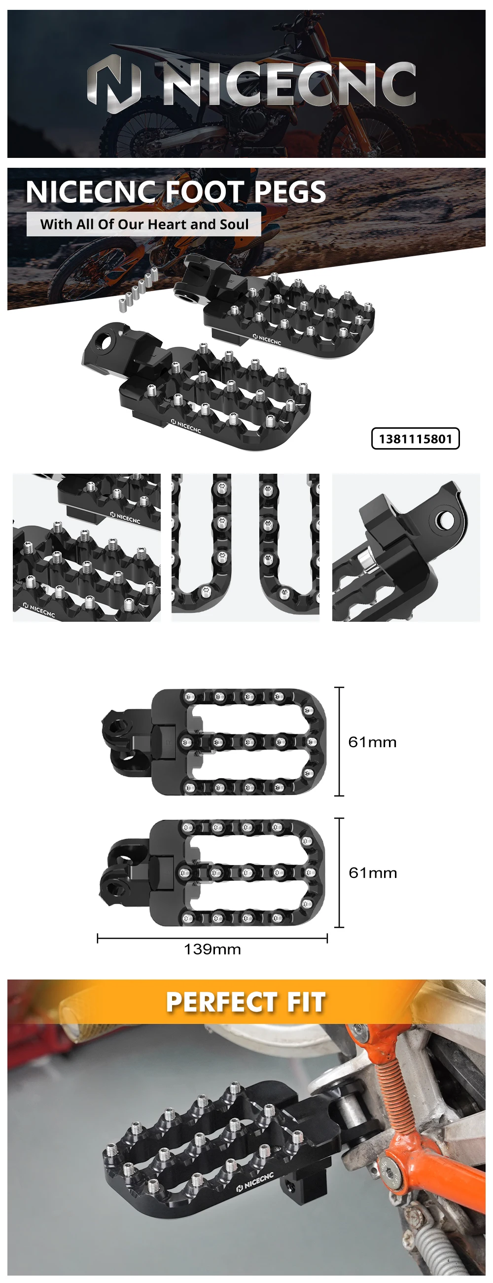 For KTM 690 Enduro R SMCR 2008-2025 20mm Lower Footrest Footpeg For Husqvarna 701 Enduro Supermoto Norden 901 GasGas 700 SM/ES